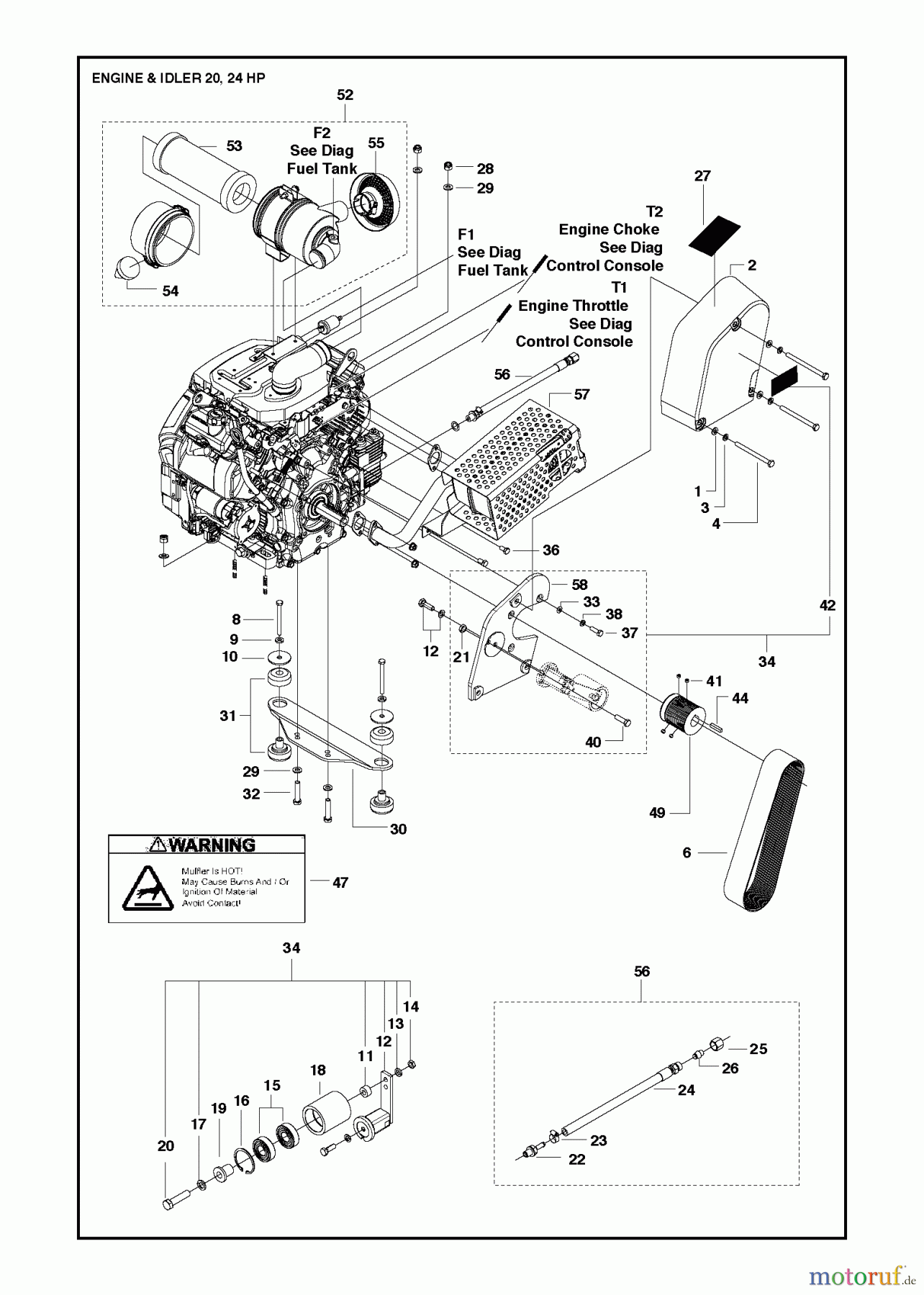 Trennschneider, Floor FS513/FS520/FS524, Valid for Machine numbers FS520-2150, FS524-1630 and forward, 2011-02 ENGINE & IDLER #1