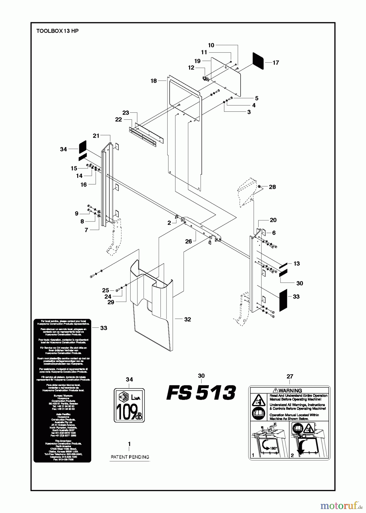Trennschneider, Floor FS513/FS520/FS524, Valid for Machine numbers FS520-2150, FS524-1630 and forward, 2011-02 TOOLBOX #1