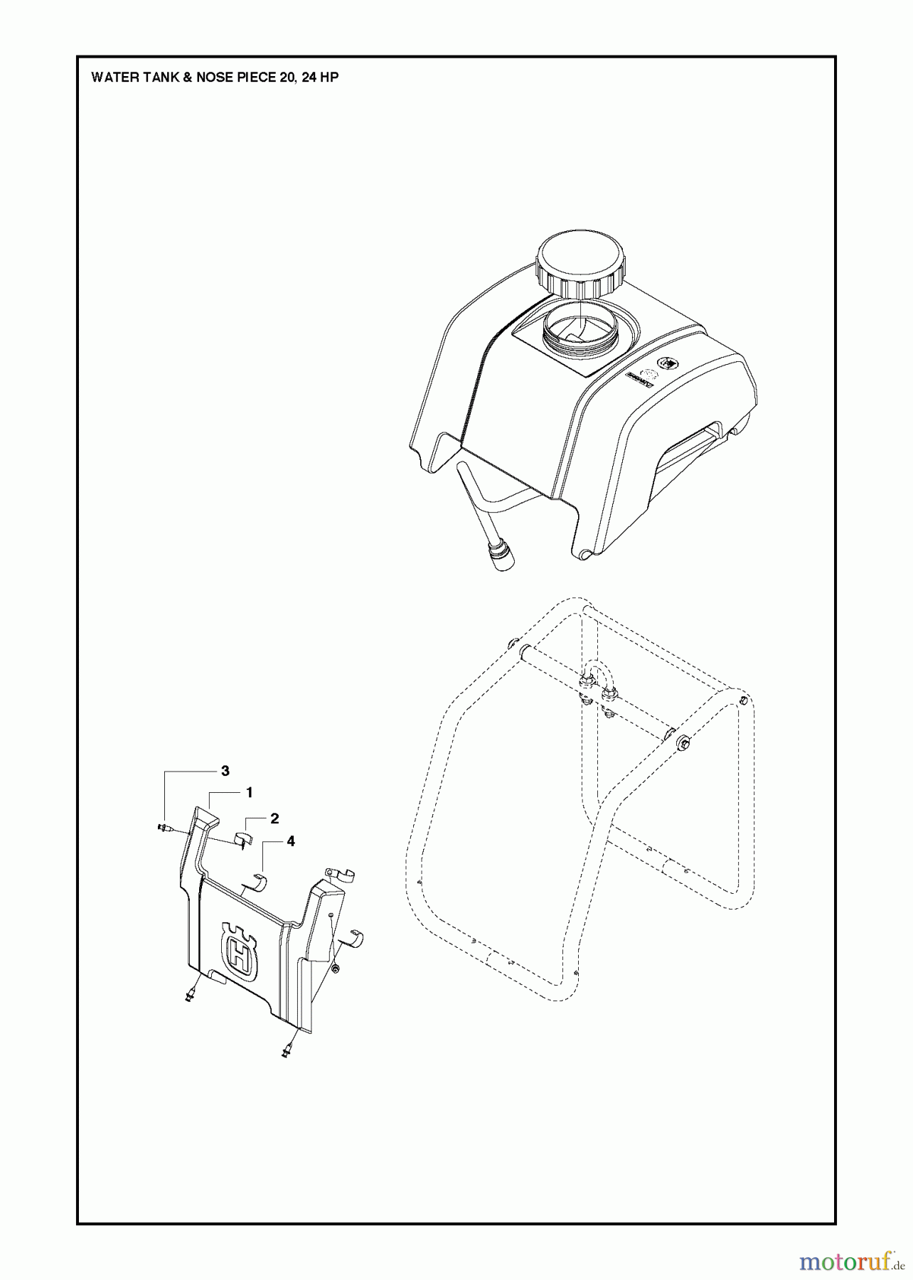 Trennschneider, Floor FS513/FS520/FS524, Valid for Machine numbers FS520-2150, FS524-1630 and forward, 2011-02 WATER TANK & NOSE PIECE #1