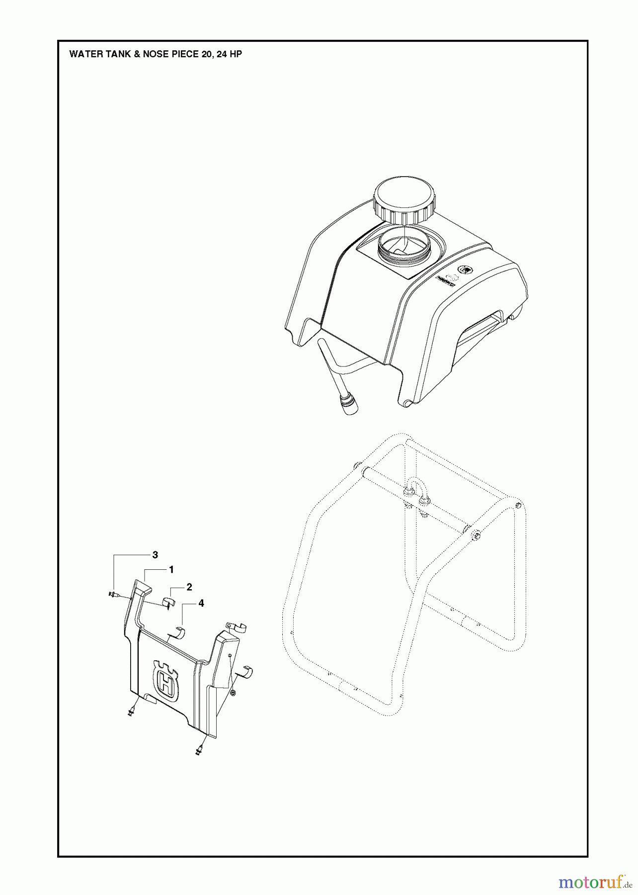  Trennschneider, Floor FS513/FS520/FS524, Valid to machines FS520-2149 and FS 524-1629, 2007-08 to 2011-02 WATER TANK & NOSE PIECE #1
