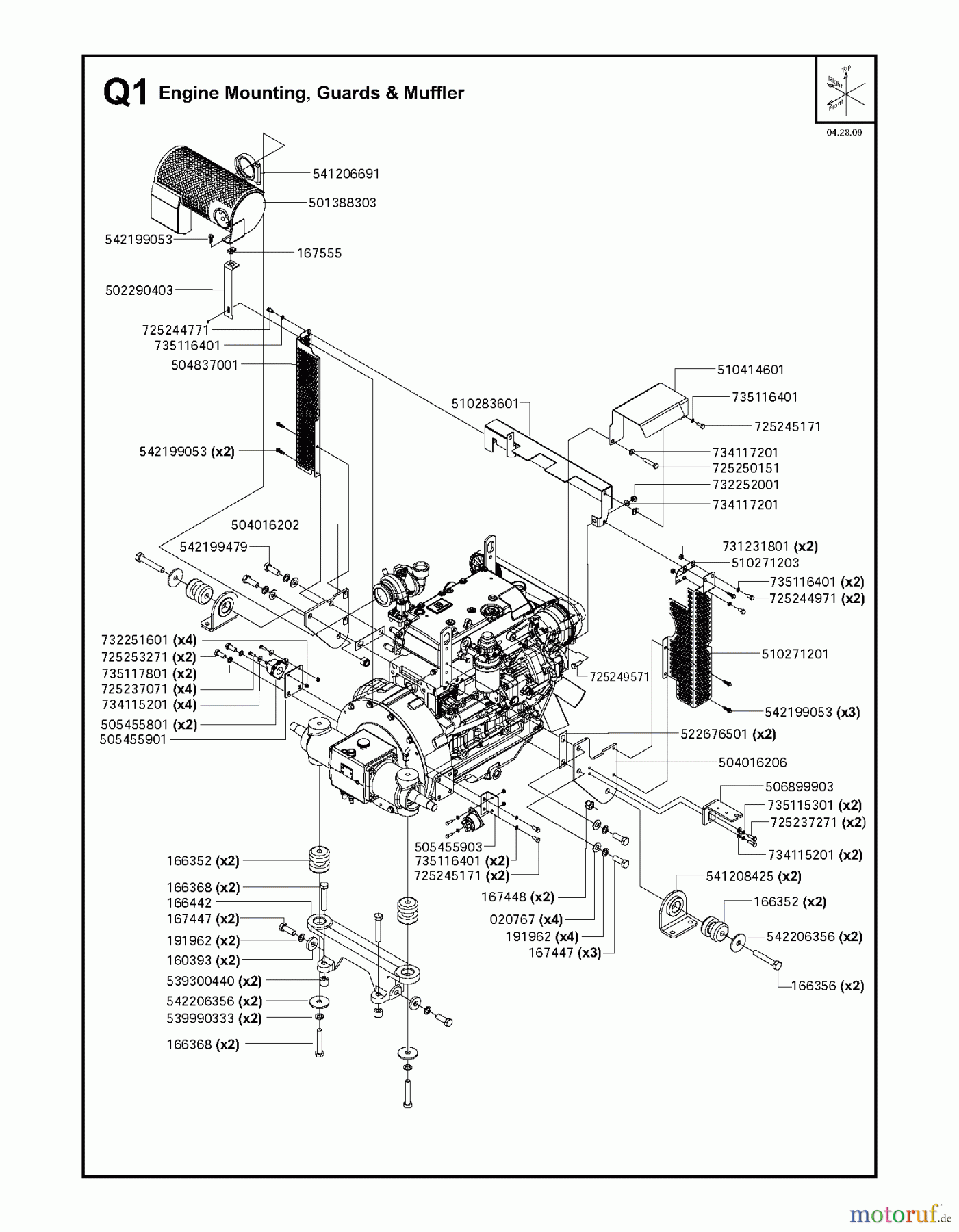 Trennschneider, Floor FS6600 JD T3, 2009-20 Engine Mounting, Guards & Muffler