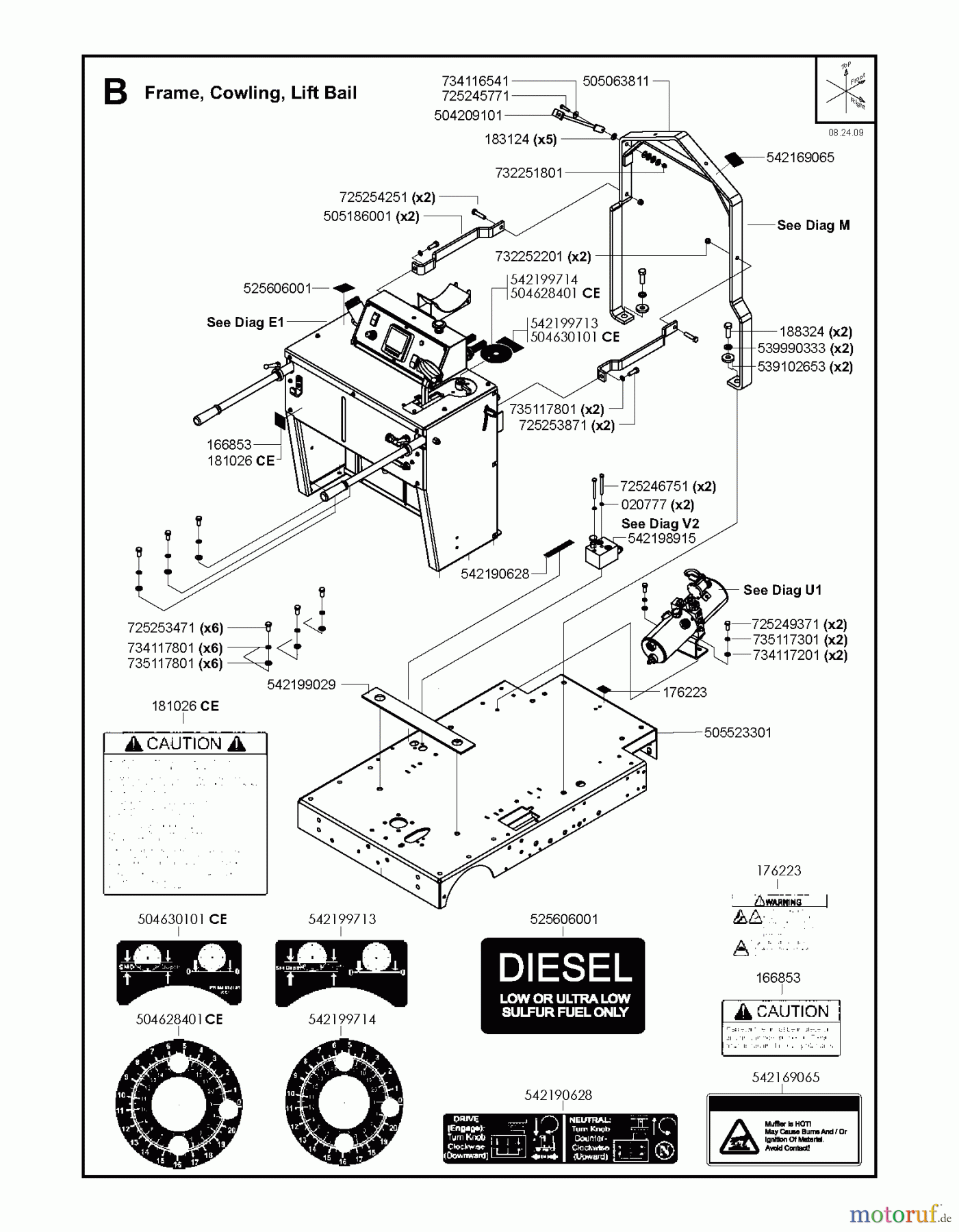  Trennschneider, Floor FS6800 YAN T3, 2009-10 Frame, Cowling, Lift Bail