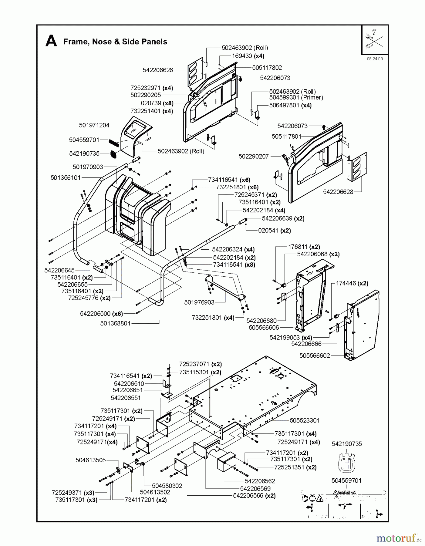 Trennschneider, Floor FS6800 YAN T3, 2009-10 Frame, Nose & Side Panels