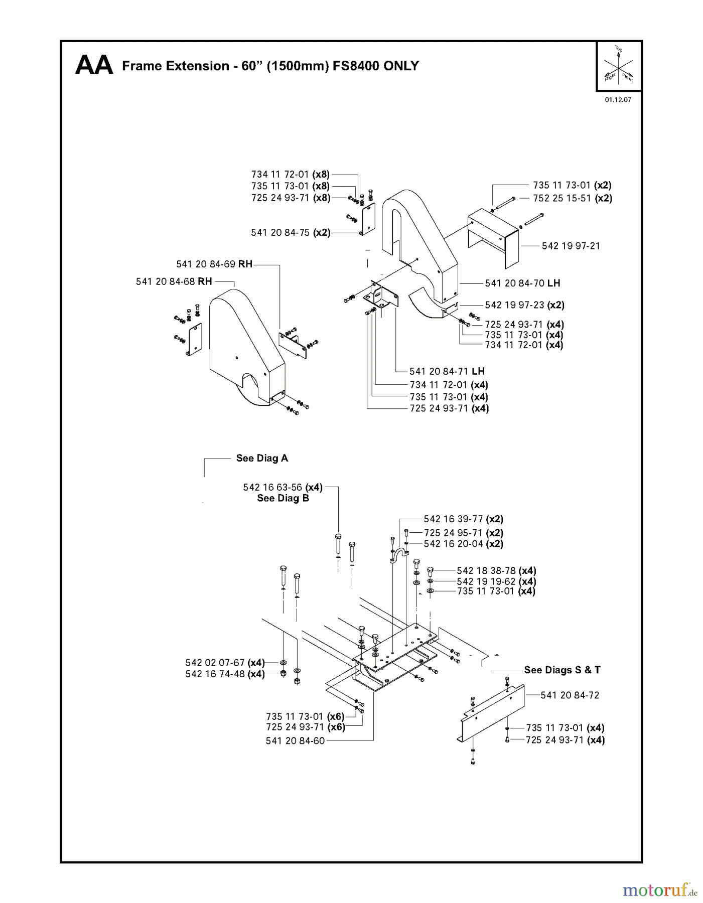 Trennschneider, Floor FS8400, 2006-44 Frame Extension - 60? FS8400 ONLY