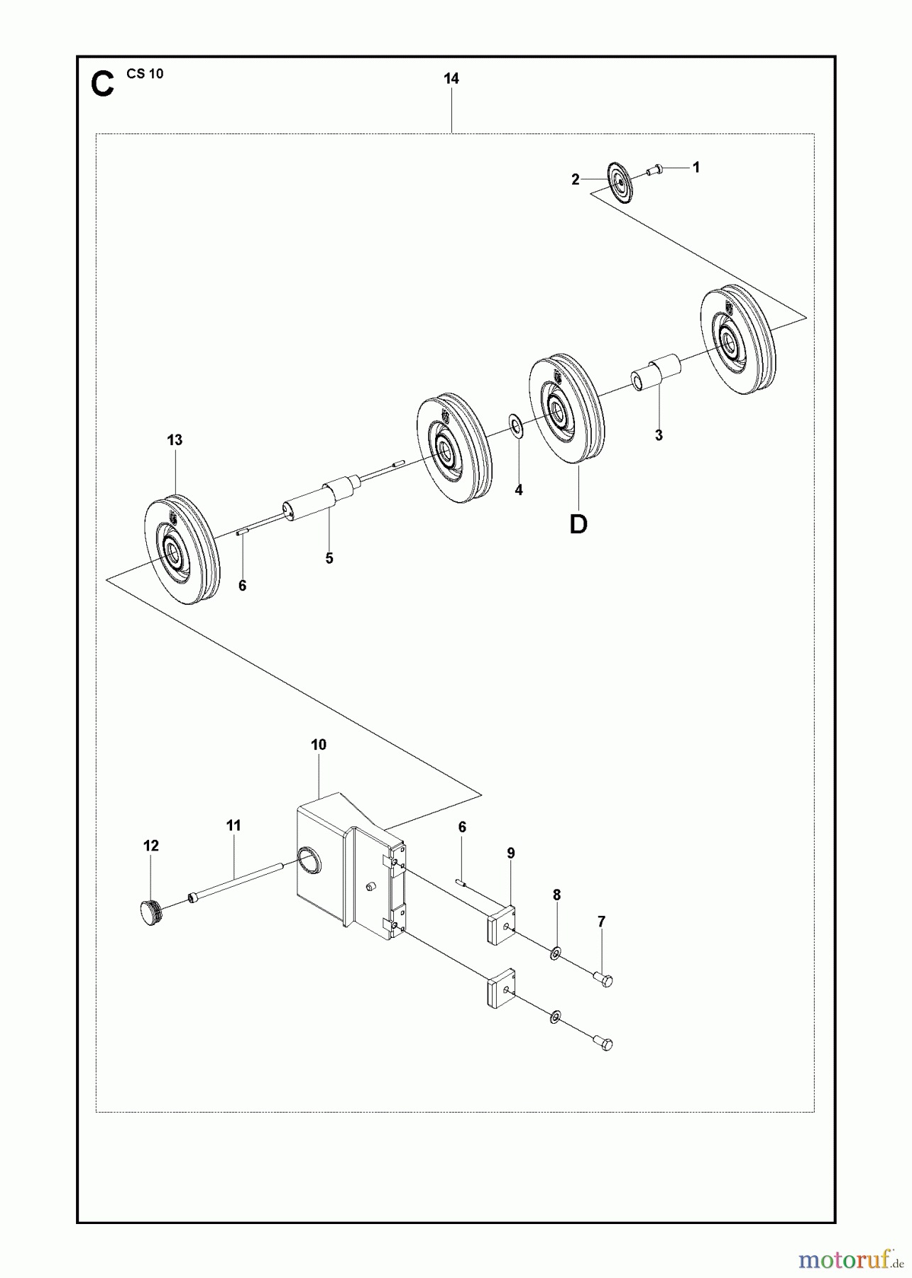 Wand und Kabelsägen CS10, 2012-11 WHEEL BRACKET, LOWER #2