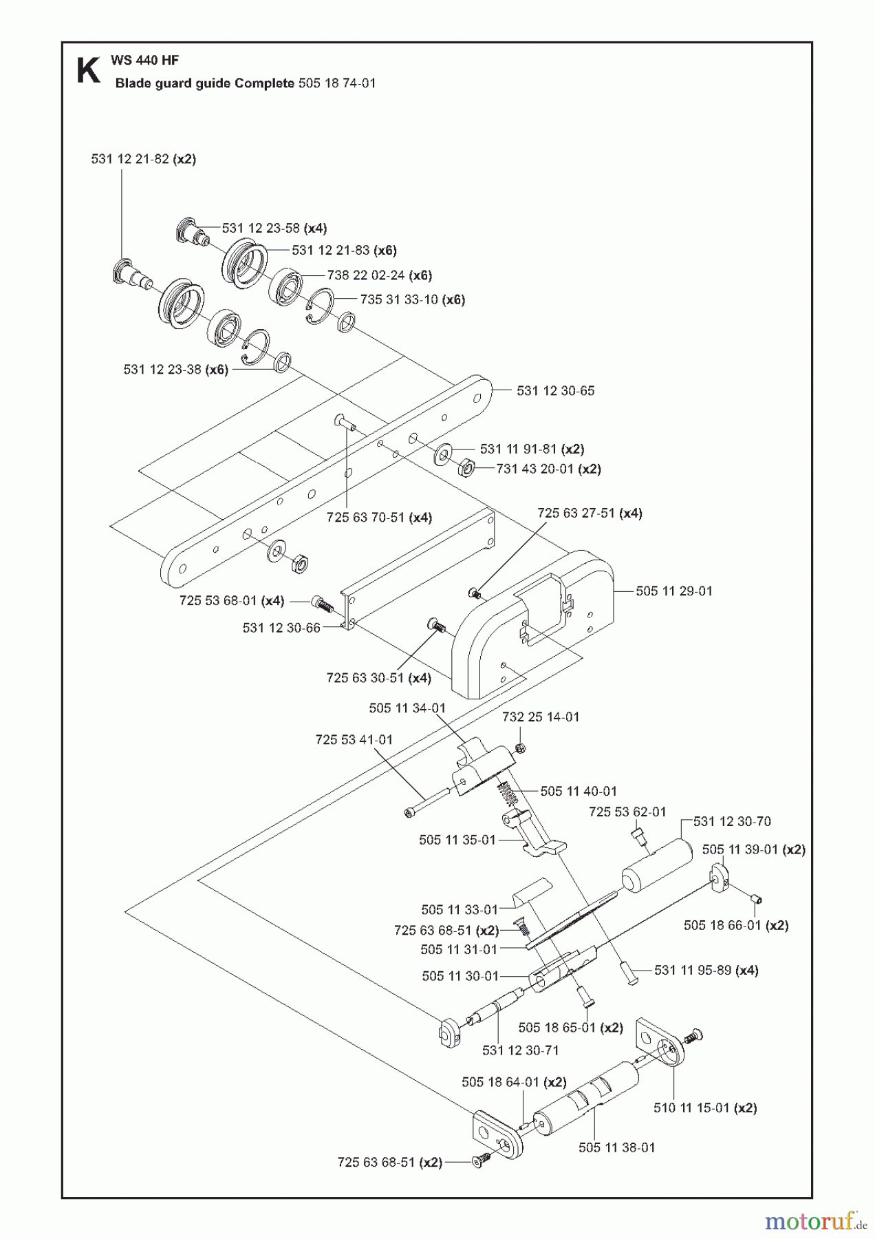 Wand und Kabelsägen WS440 HF, 2010-11 Blade guard guide