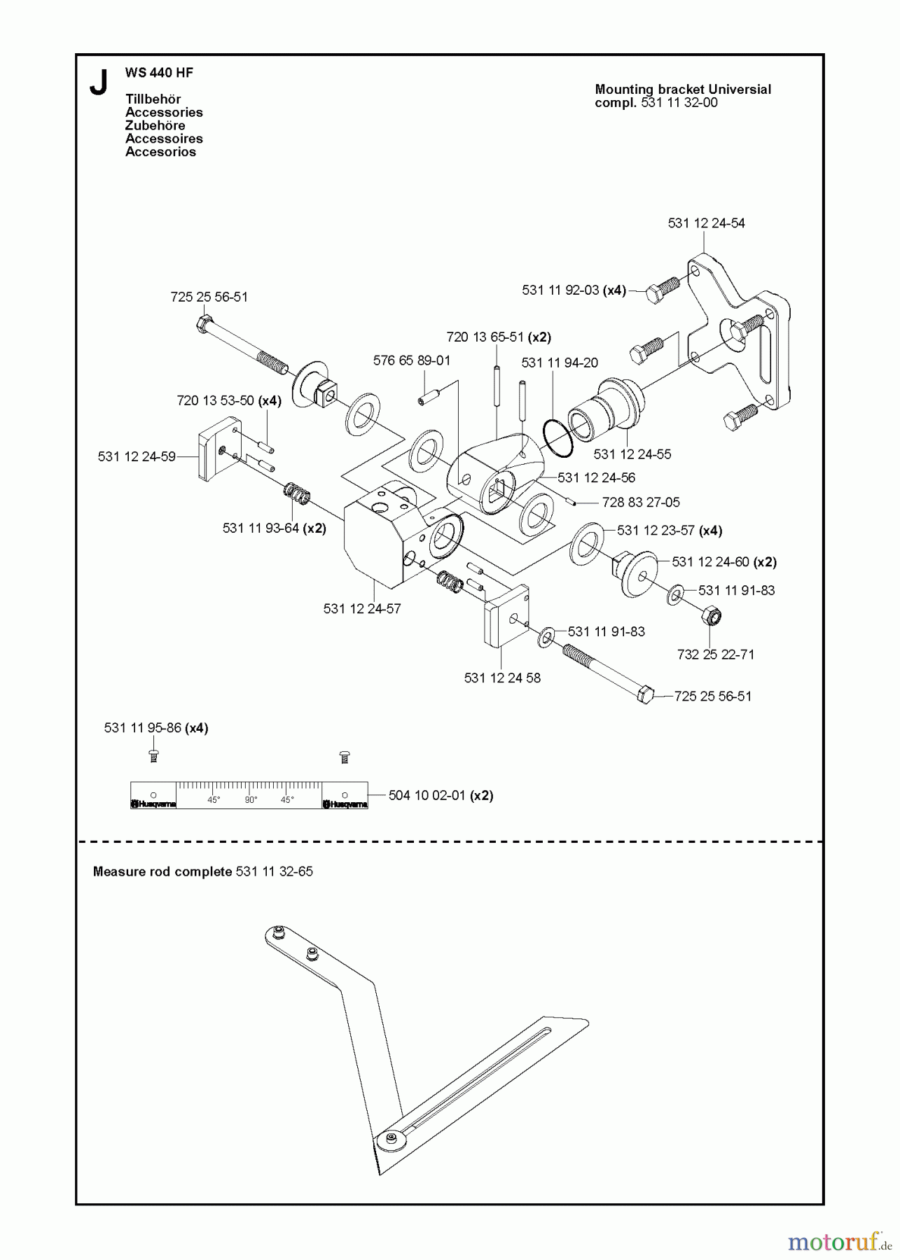 Wand und Kabelsägen WS440 HF, Valid from machine no. 8382, 2012-07 ATTACHMENTS