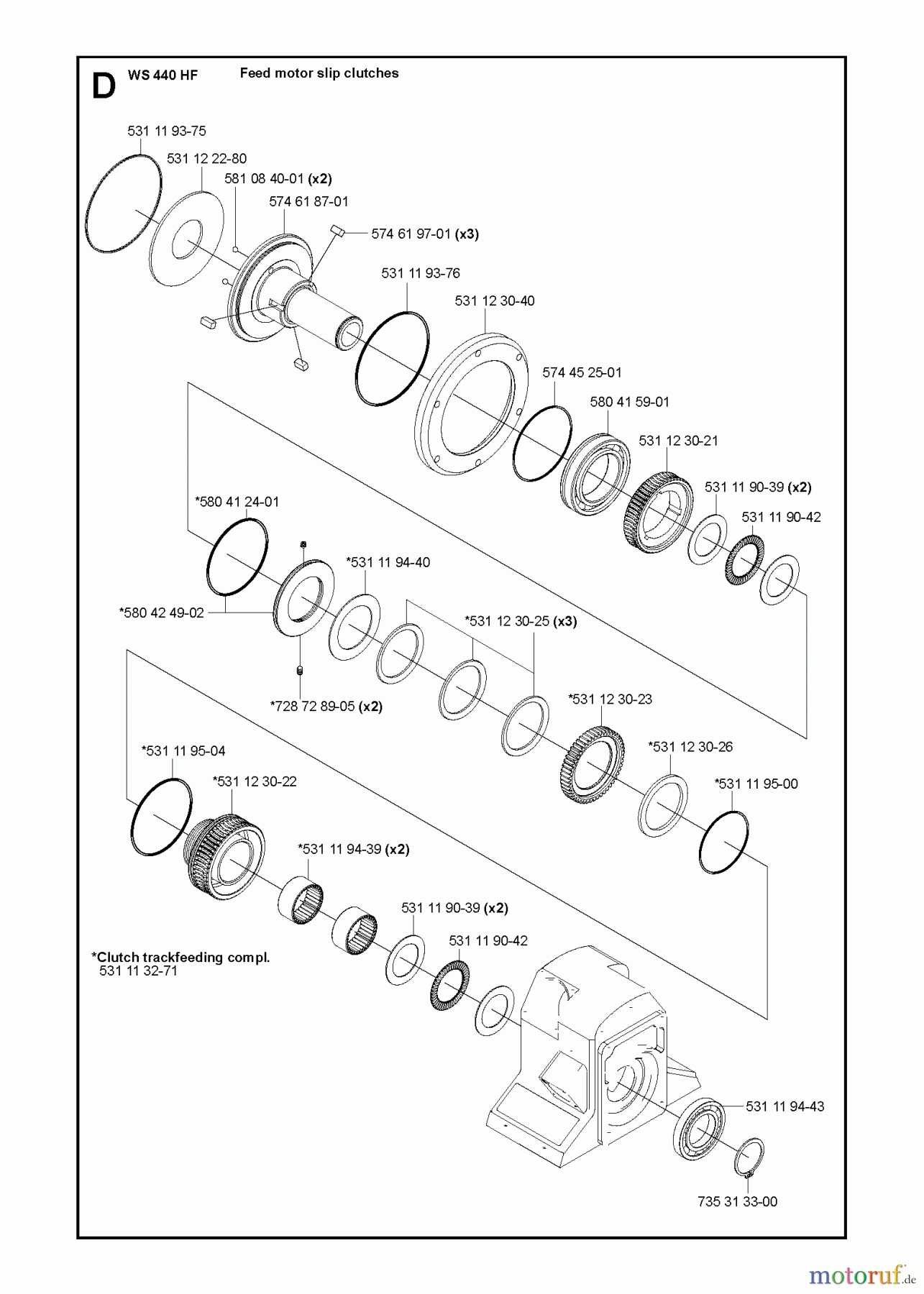  Wand und Kabelsägen WS440 HF, Valid from machine no. 8382, 2012-07 FEEDING GEARS