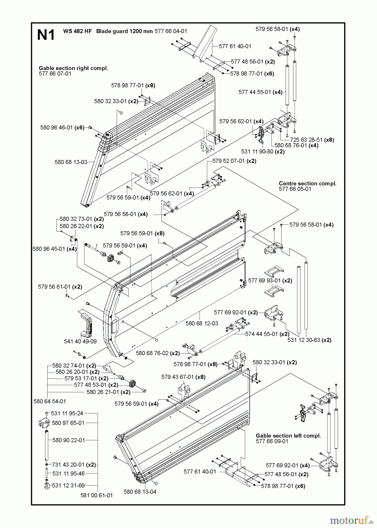  Wand und Kabelsägen WS440 HF, Valid from machine no. 8382, 2012-07 GUARDS 1200mm #2