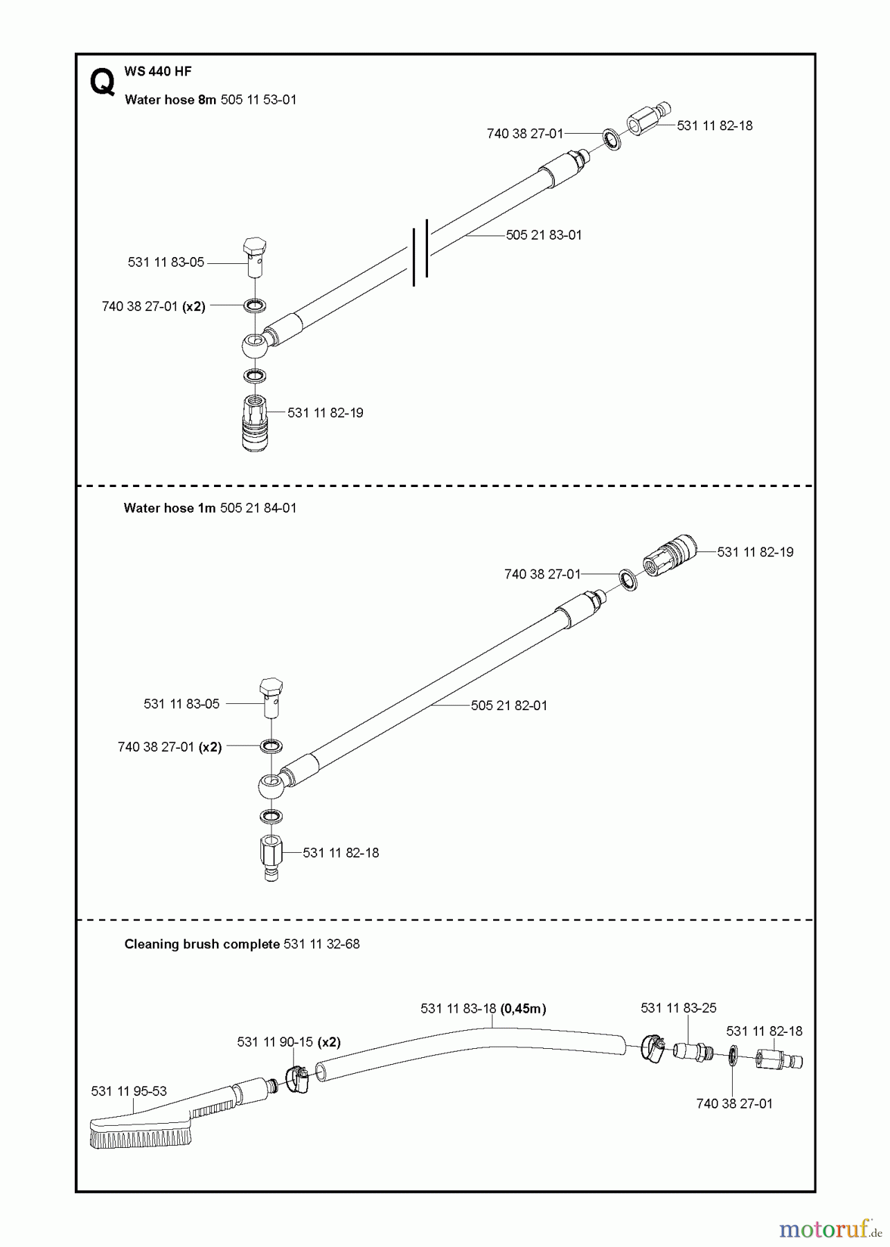 Wand und Kabelsägen WS440 HF, Valid from machine no. 8382, 2012-07 HOSE