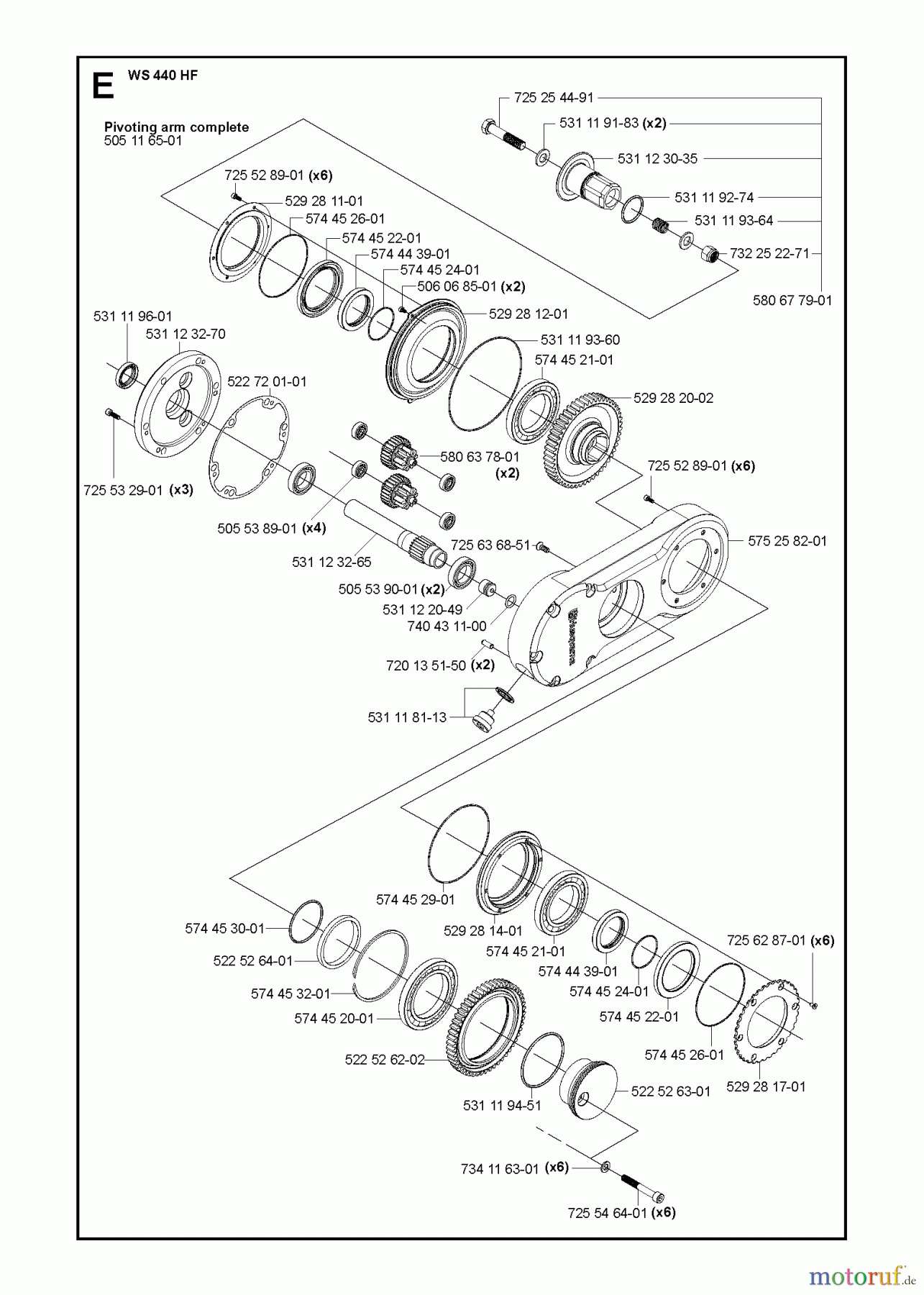 Wand und Kabelsägen WS440 HF, Valid from machine no. 8382, 2012-07 PIVOTING ARM