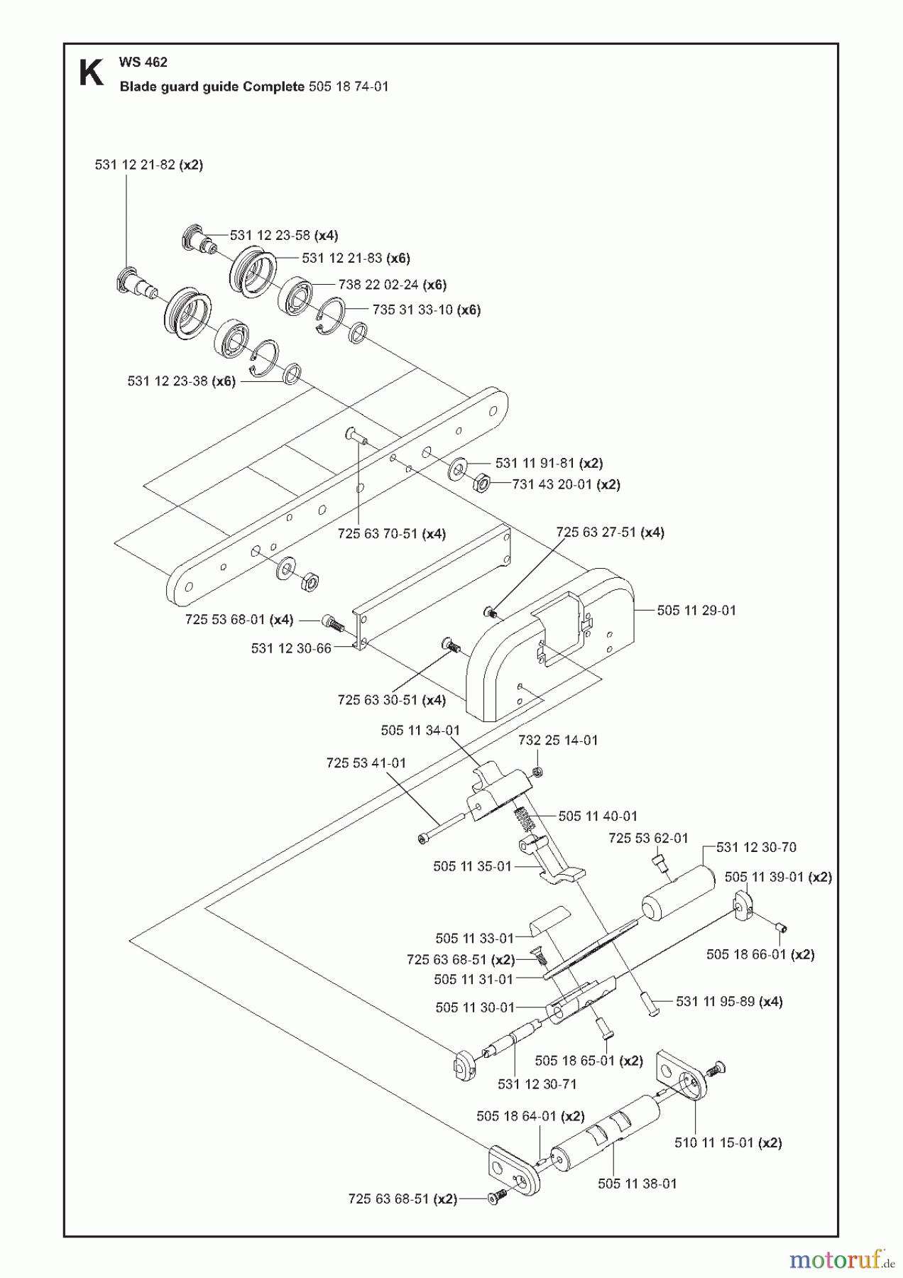 Wand und Kabelsägen WS462, 2008-51 Blade guard guide