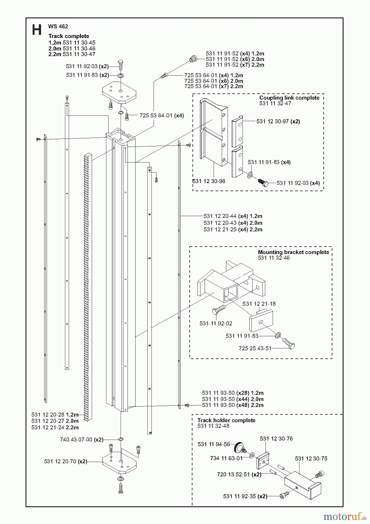 Wand und Kabelsägen WS462, 2010-10 Track system