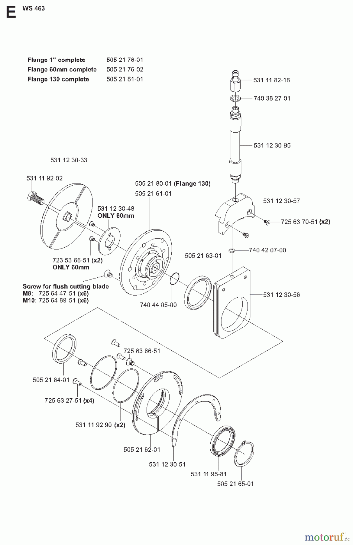 Wand und Kabelsägen WS463, 2008-51 BLADE FLANGE