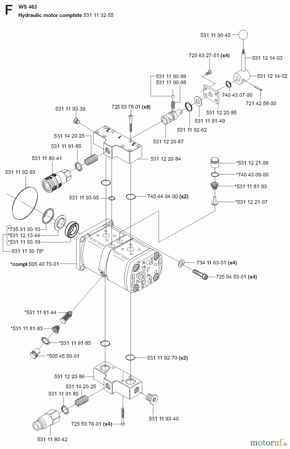 Wand und Kabelsägen WS463, 2008-51 HYDRAULIC MOTOR