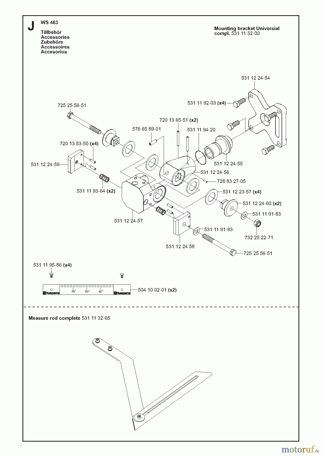 Wand und Kabelsägen WS463, 2011-02 MOUNTING BRACKET UNIVERSAL
