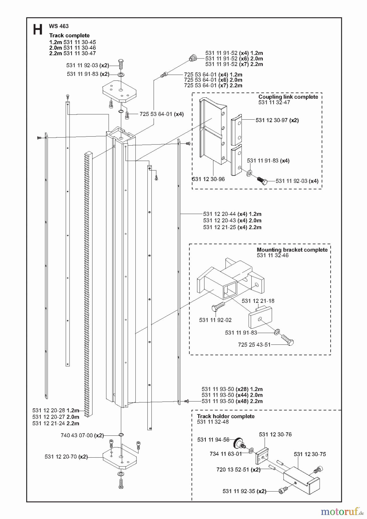 Wand und Kabelsägen WS463, 2011-02 TRACK SYSTEM