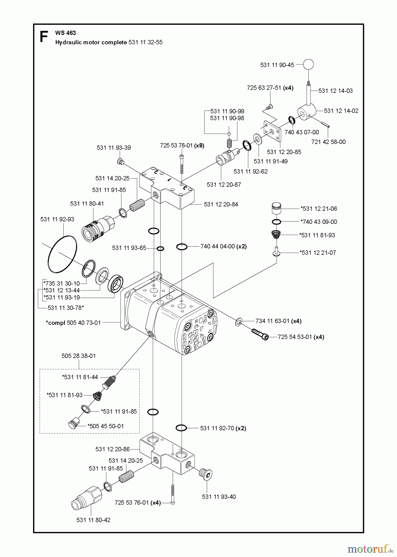 Wand und Kabelsägen WS463, 2012-07 HYDRAULIC PUMP - MOTOR