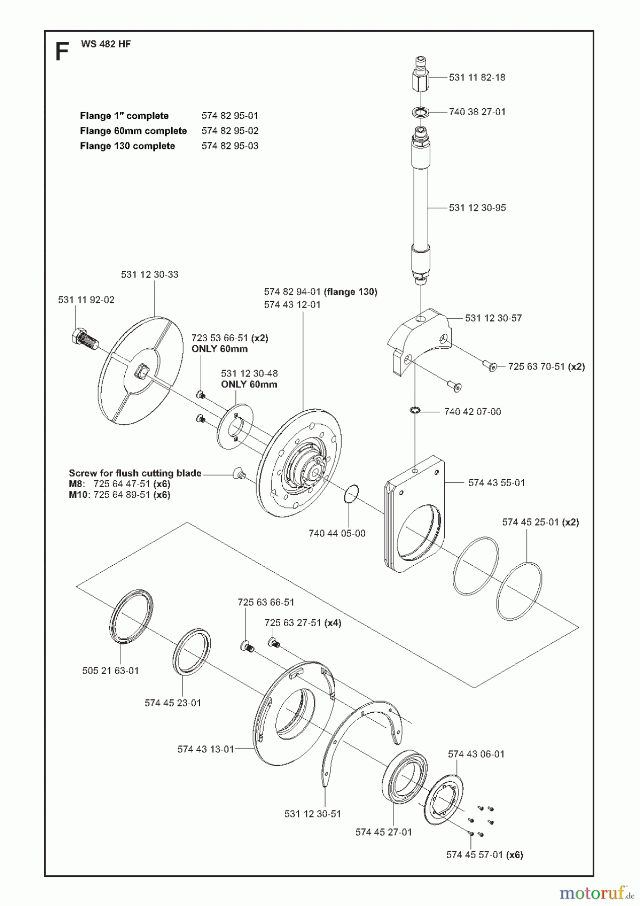Wand und Kabelsägen WS482 HF, 2010-11 Blade flange