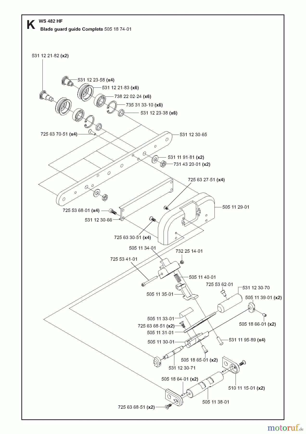 Wand und Kabelsägen WS482 HF, 2010-11 Blade guard guide
