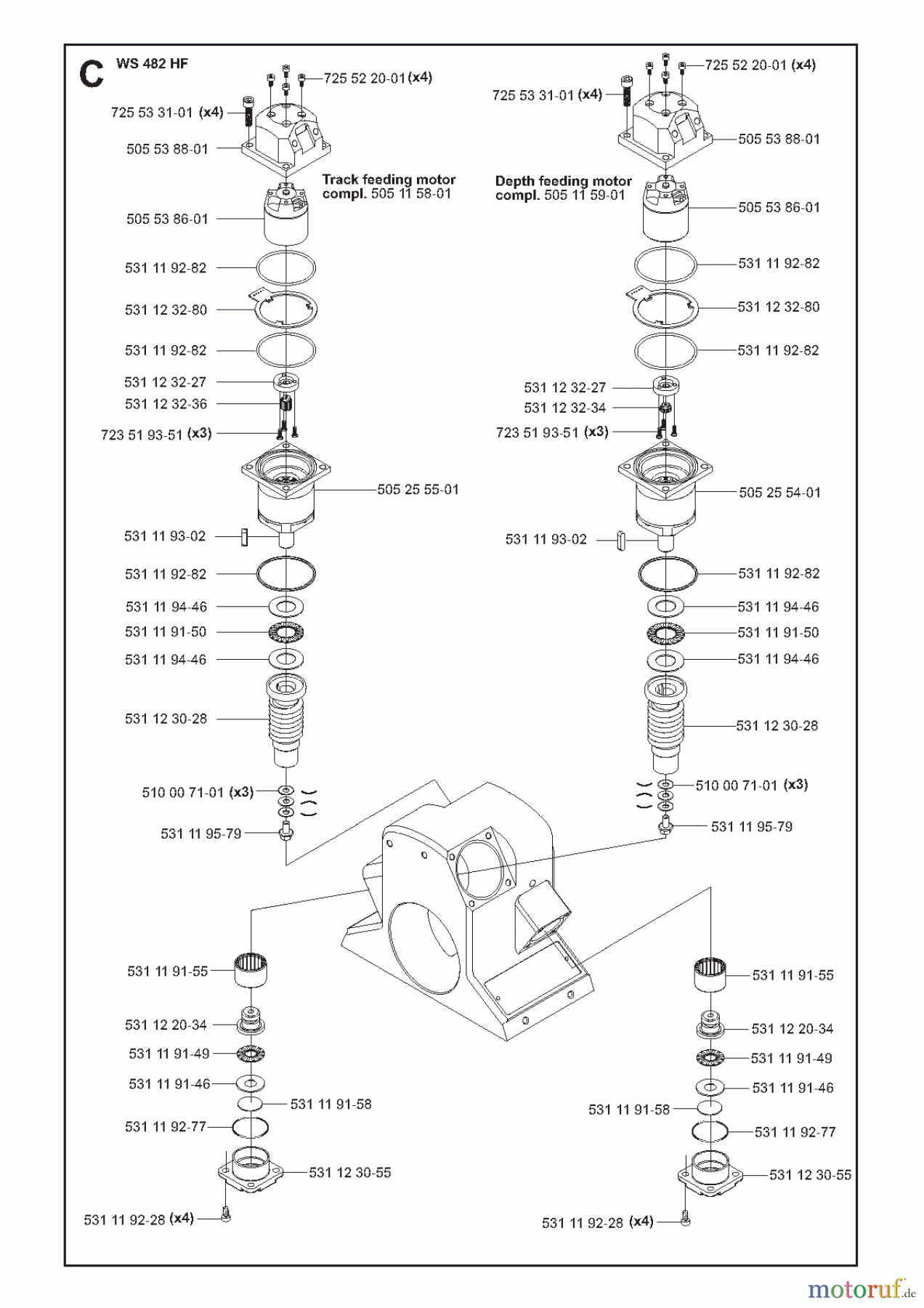 Wand und Kabelsägen WS482 HF, 2010-11 Feeding motors