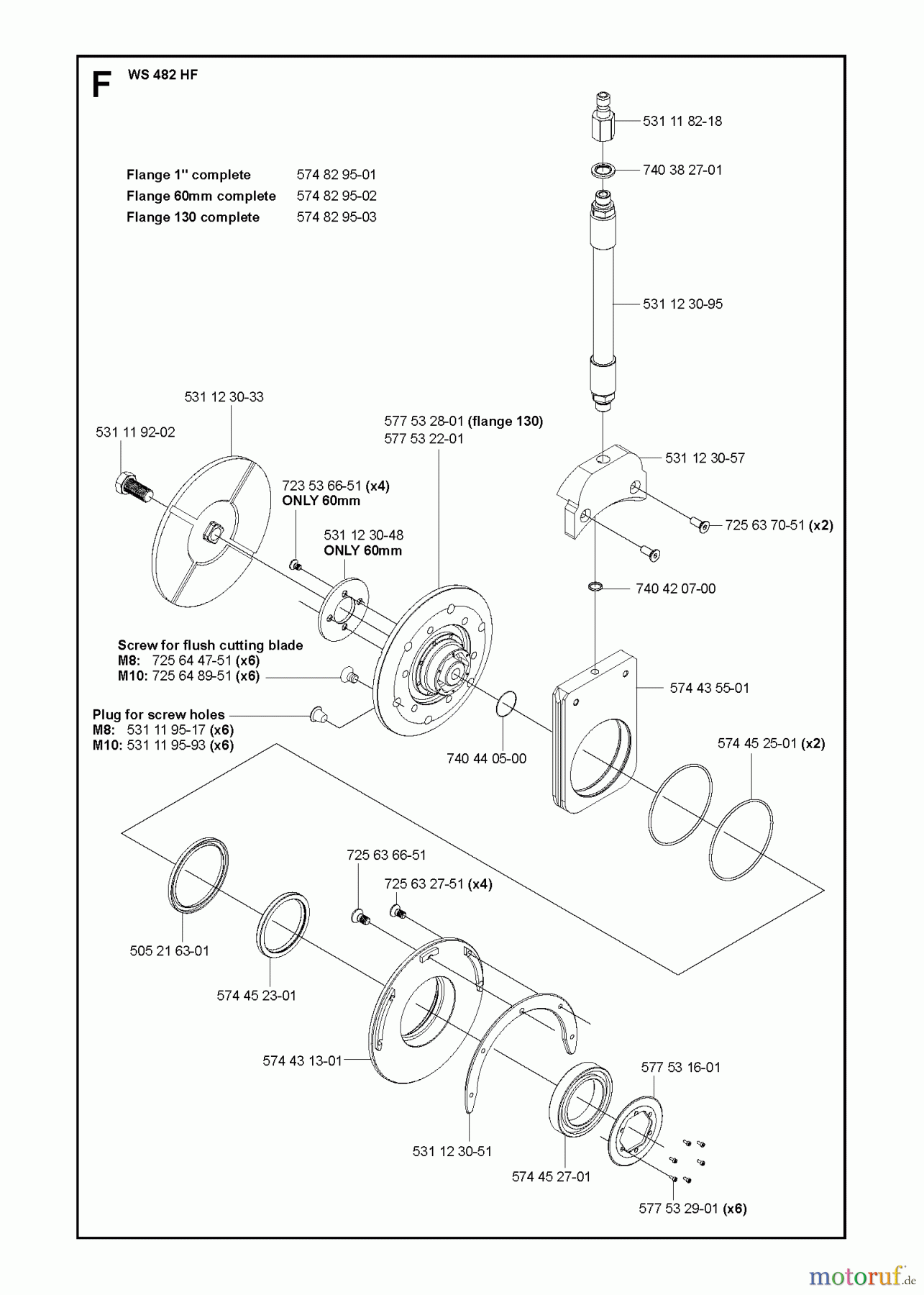  Wand und Kabelsägen WS482 HF, Valid from machine no. 1275, 2012-07 BLADE FLANGE