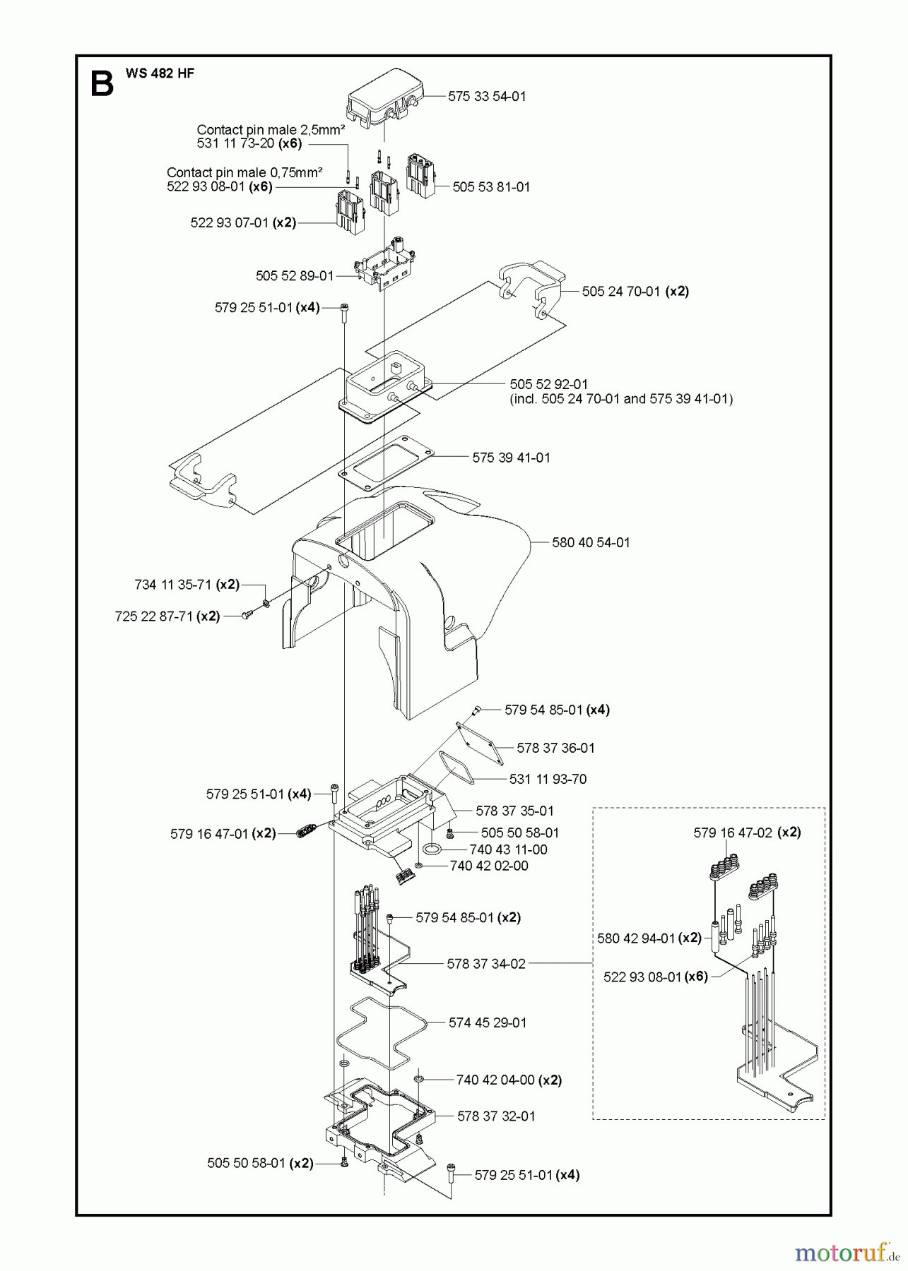Wand und Kabelsägen WS482 HF, Valid from machine no. 1275, 2012-07 ELECTRICAL