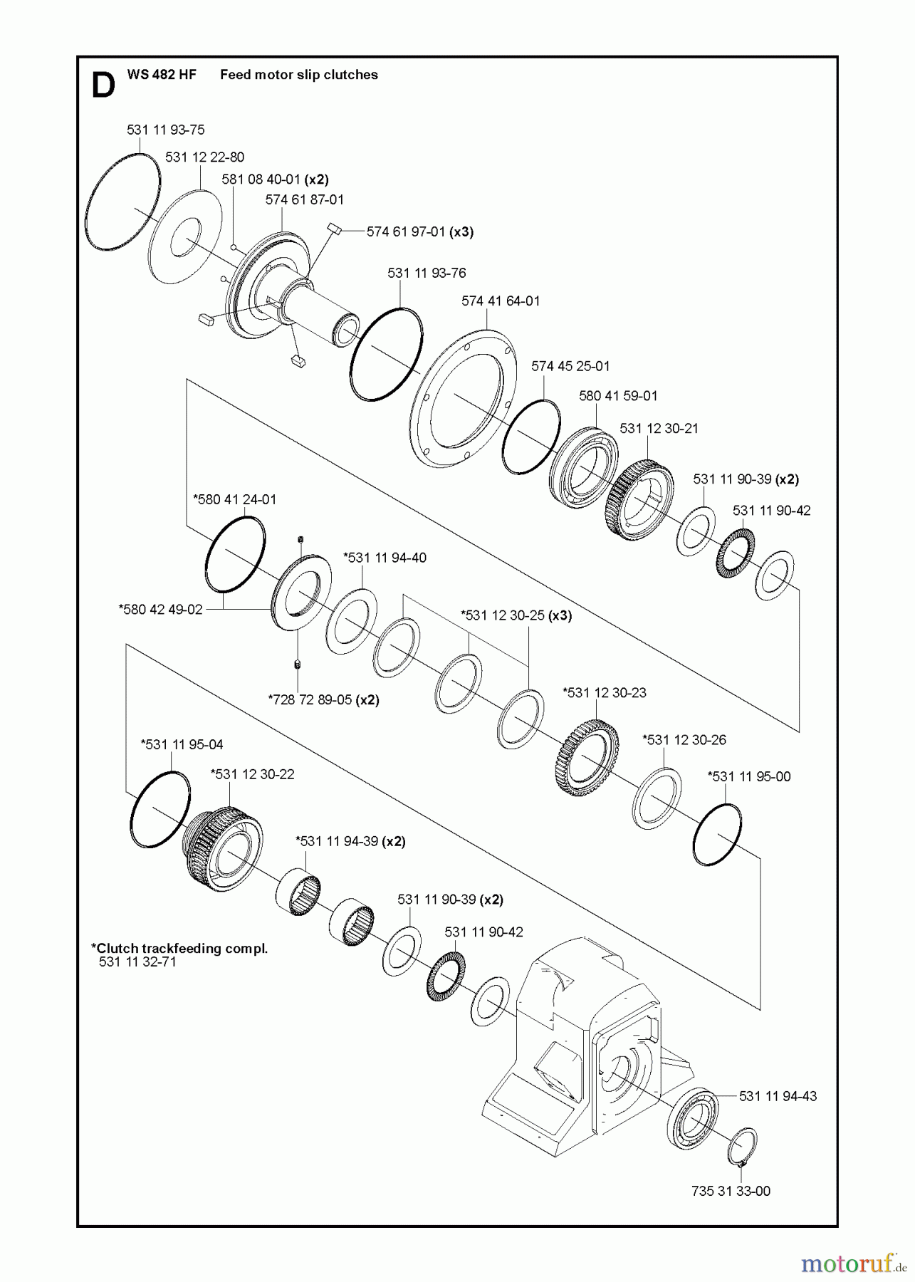 Wand und Kabelsägen WS482 HF, Valid from machine no. 1275, 2012-07 FEEDING GEARS