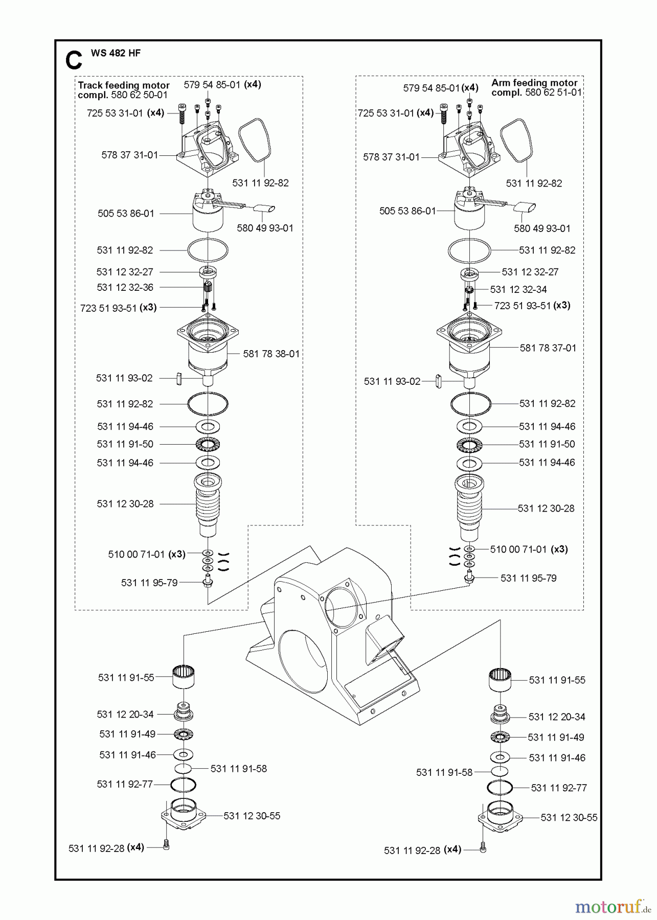 Wand und Kabelsägen WS482 HF, Valid from machine no. 1275, 2012-07 FEEDING MOTORS