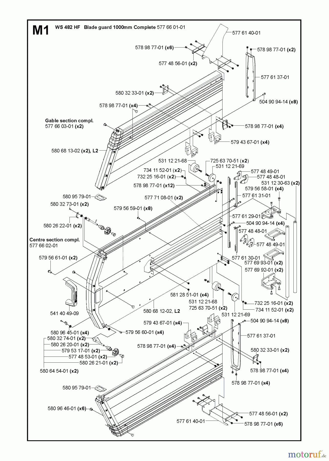 Wand und Kabelsägen WS482 HF, Valid from machine no. 1275, 2012-07 GUARDS 1000mm #1