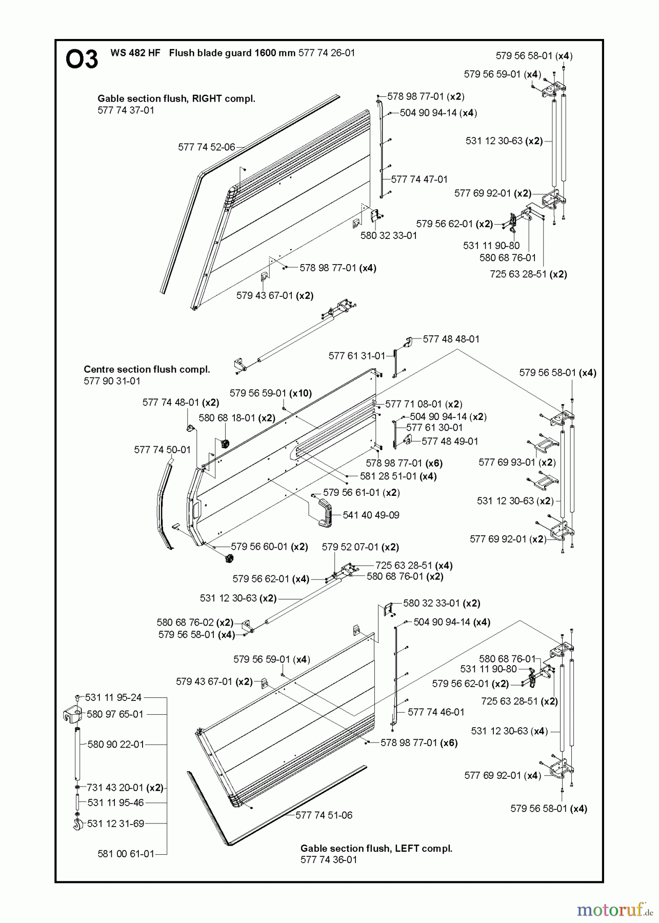 Wand und Kabelsägen WS482 HF, Valid from machine no. 1275, 2012-07 GUARDS 1600mm #1