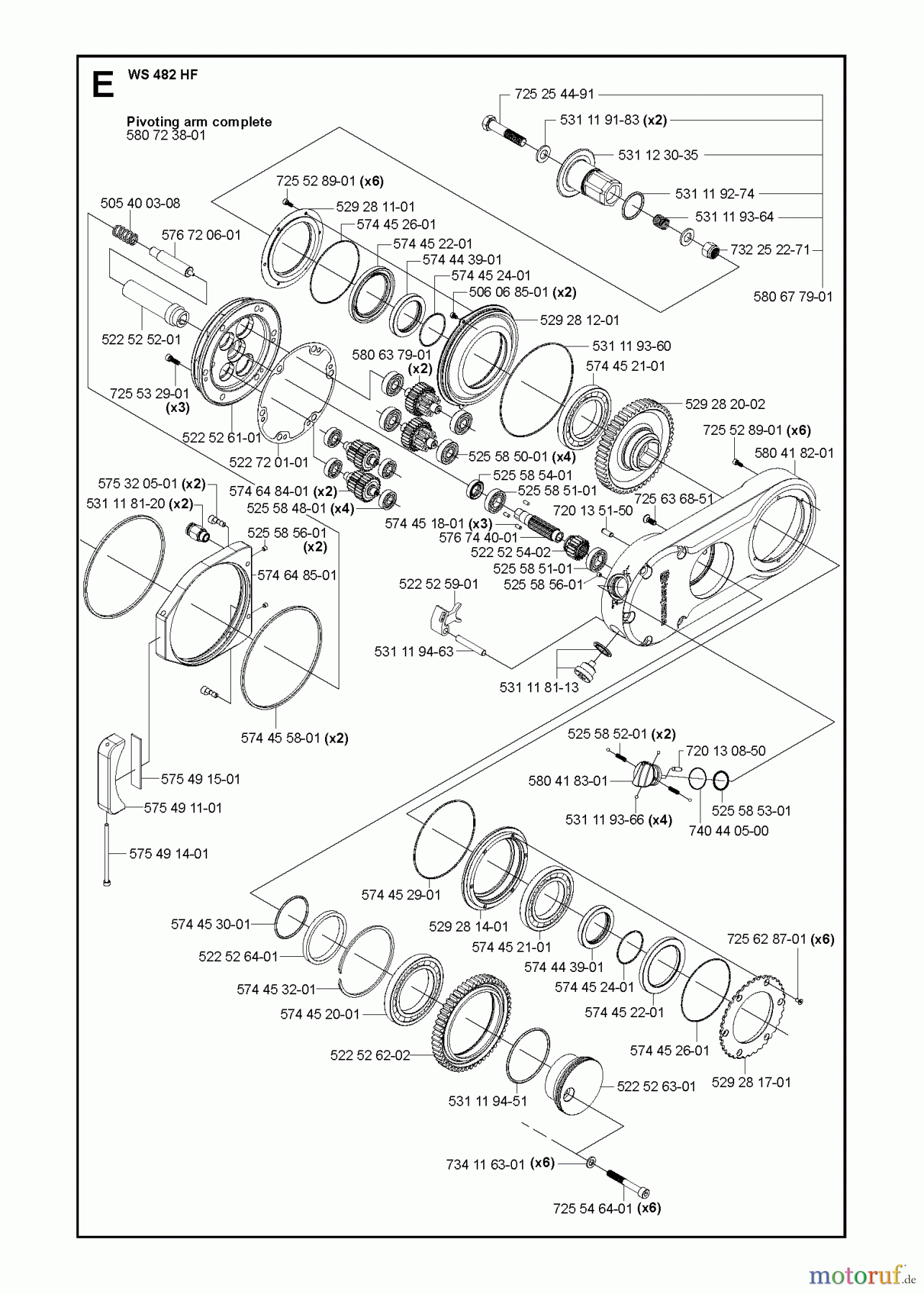 Wand und Kabelsägen WS482 HF, Valid from machine no. 1275, 2012-07 PIVOTING ARM