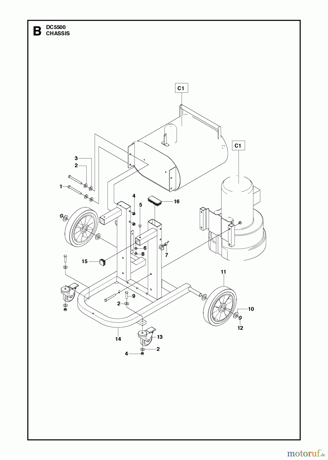 Oberflächenvorbereitungs Einheiten DC 5500, Machine 0906-1 and forward, 2012-05 CHASSIS / FRAME