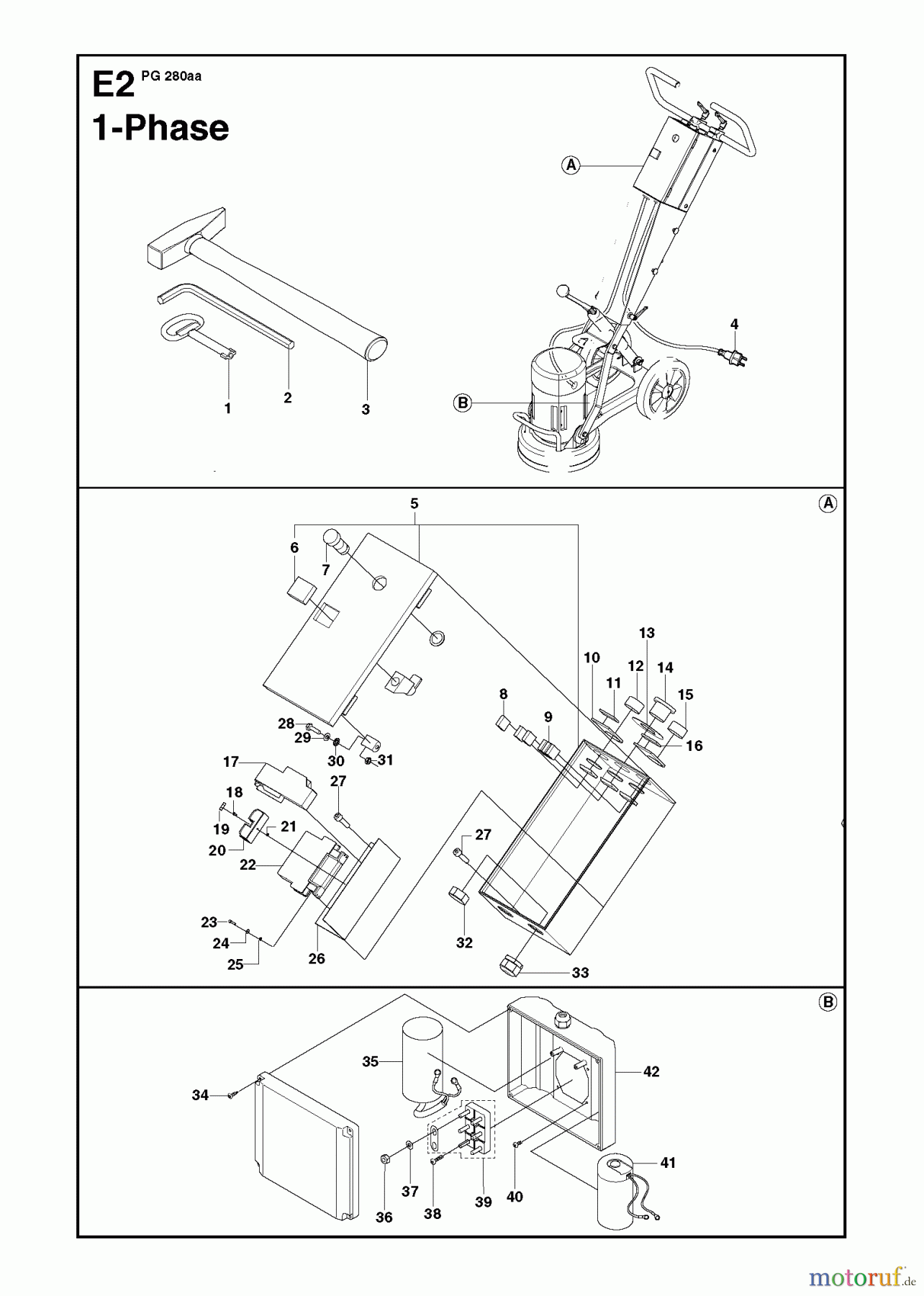 Oberflächenvorbereitungs Einheiten PG 280, from Serial number 2010: 20 0001, 2011-07 ELECTRICAL 1-PHASE