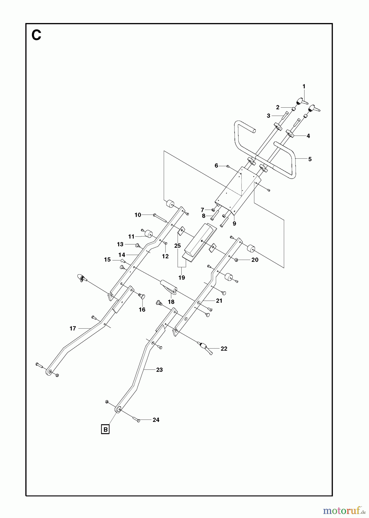 Oberflächenvorbereitungs Einheiten PG 400, Serial number 1-147, 2008-09 Handle bar and frame