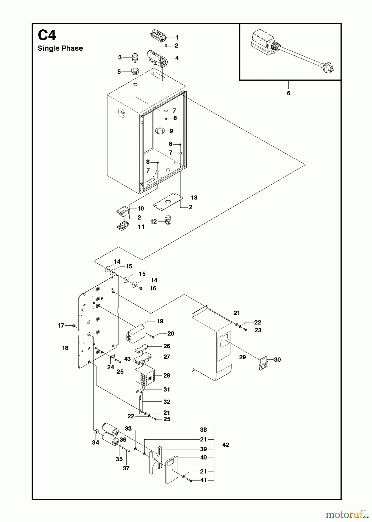 Oberflächenvorbereitungs Einheiten PG 530, Machine 0904-01 and forward, 2010-02 Electrical Box internals single phase