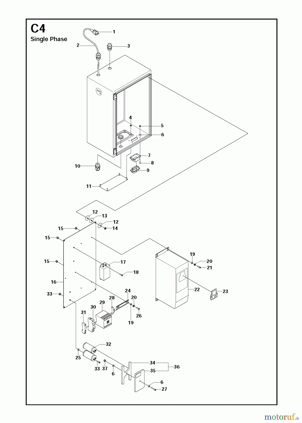 Oberflächenvorbereitungs Einheiten PG 530, To machine number 1208-3, 2008-10 Electrical Box internals single phase