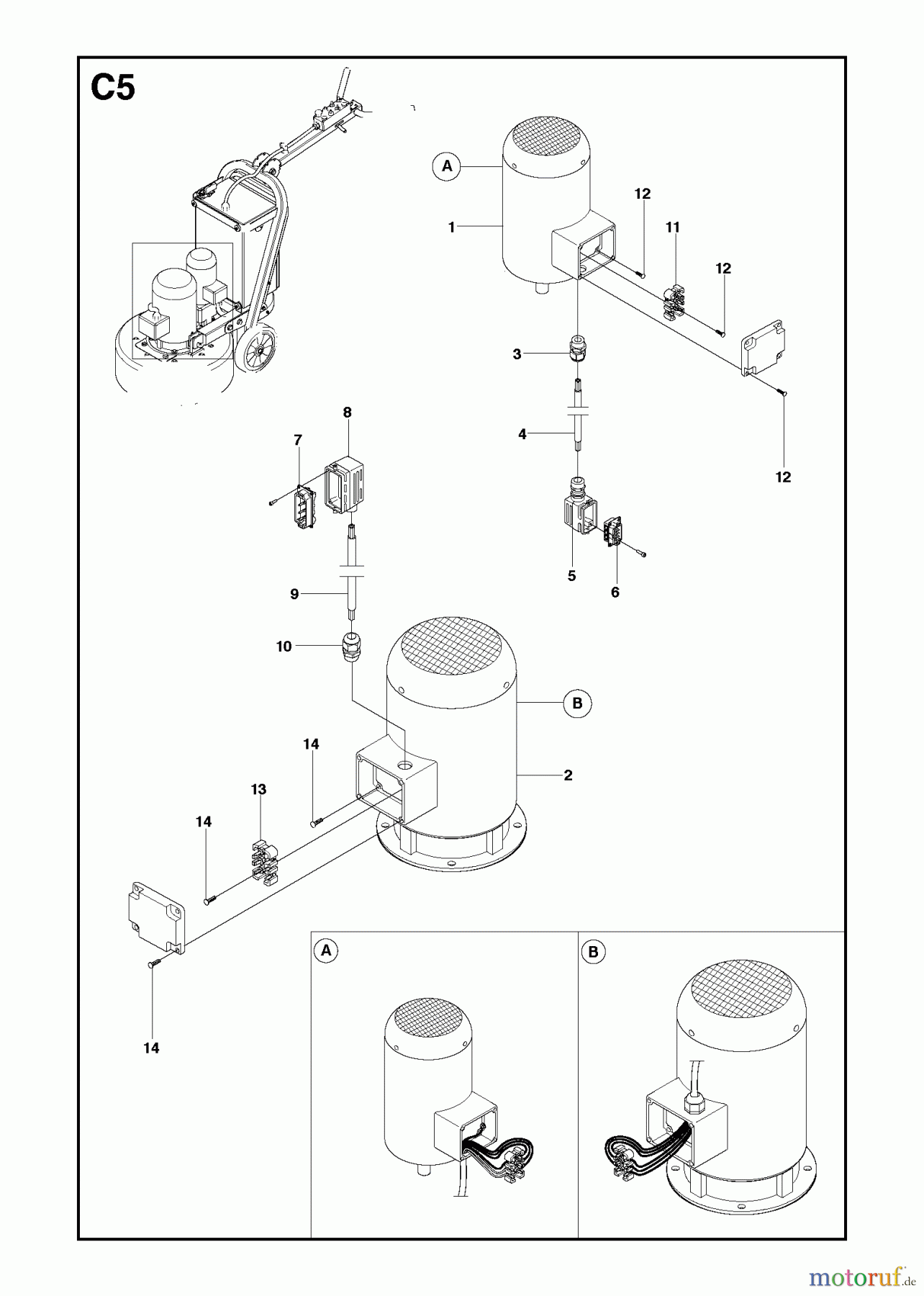 Oberflächenvorbereitungs Einheiten PG 680, Machine 0904-1 and forward, 2009-07 Motors and cables