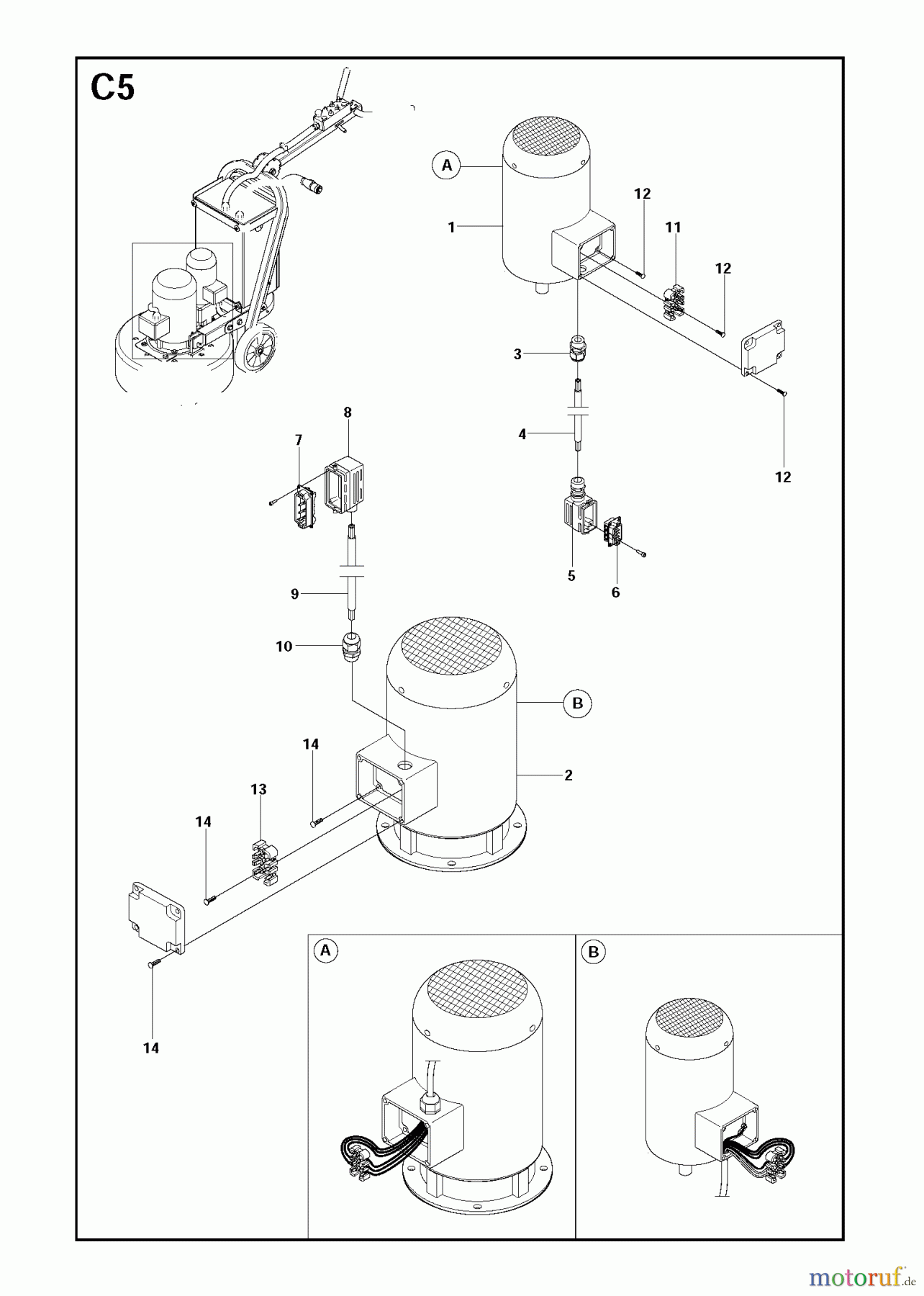  Oberflächenvorbereitungs Einheiten PG 680, To machine number 1108-9, 2008-09 Motors and cables