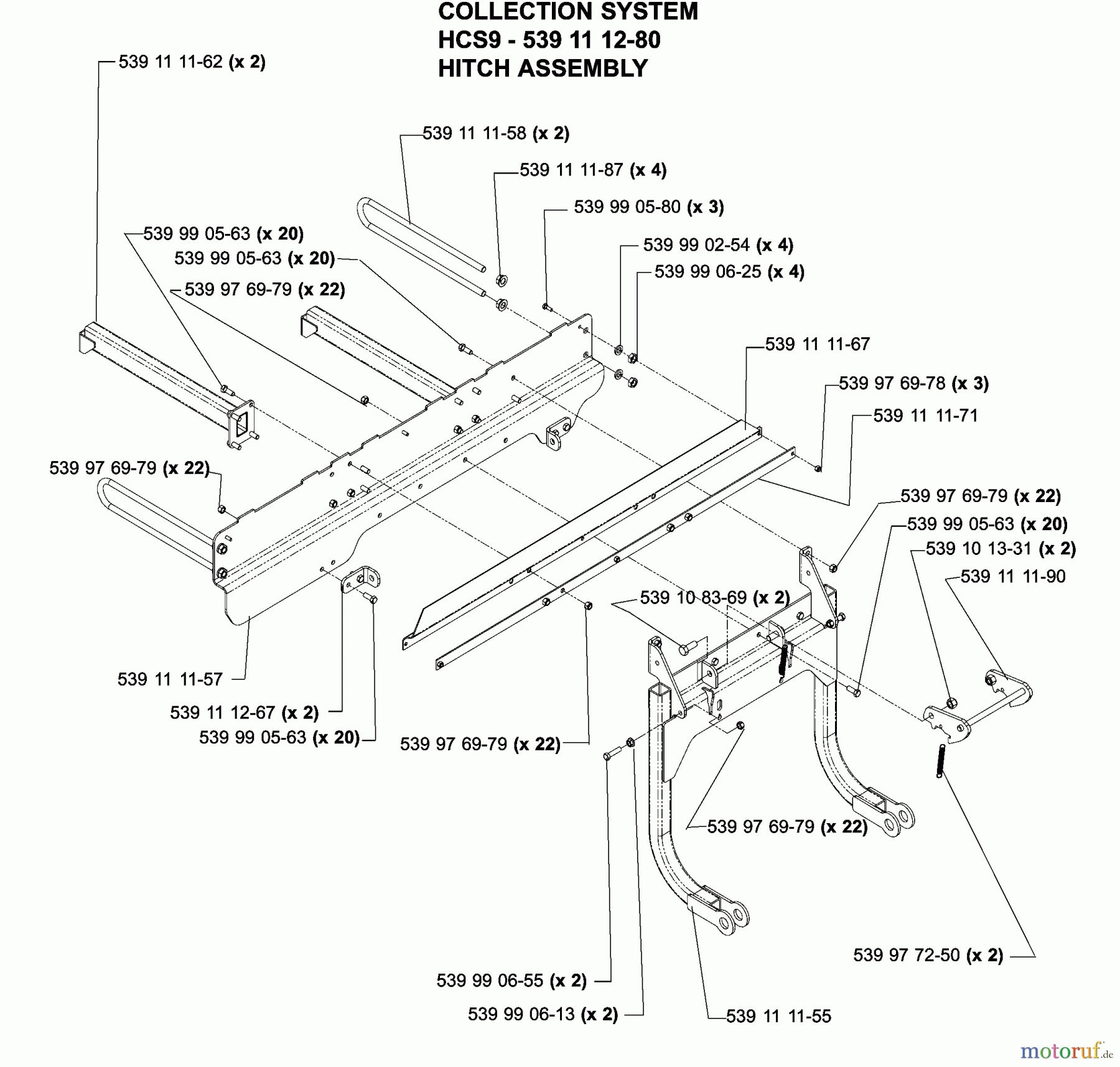  Husqvarna Nullwendekreismäher, Zero-Turn iZ 4217 TSKAA (968999254) - Husqvarna Zero-Turn Mower (2005-08 to 2005-11) Accessories HCS9 Collection System Hitch