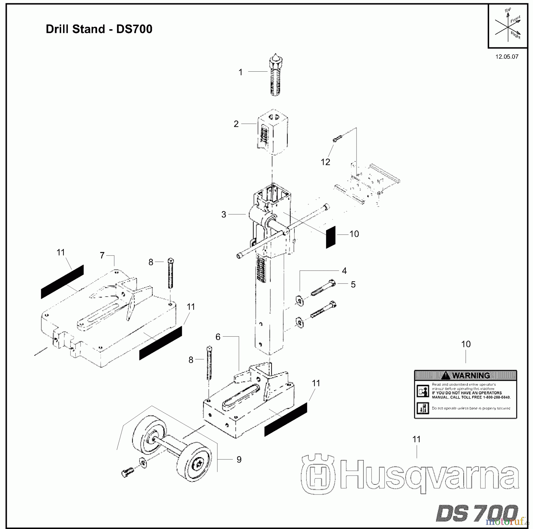  Husqvarna Zubehör DS700 (504625401) - Husqvarna Drill Stand (2007-12 & After) Drill Stand