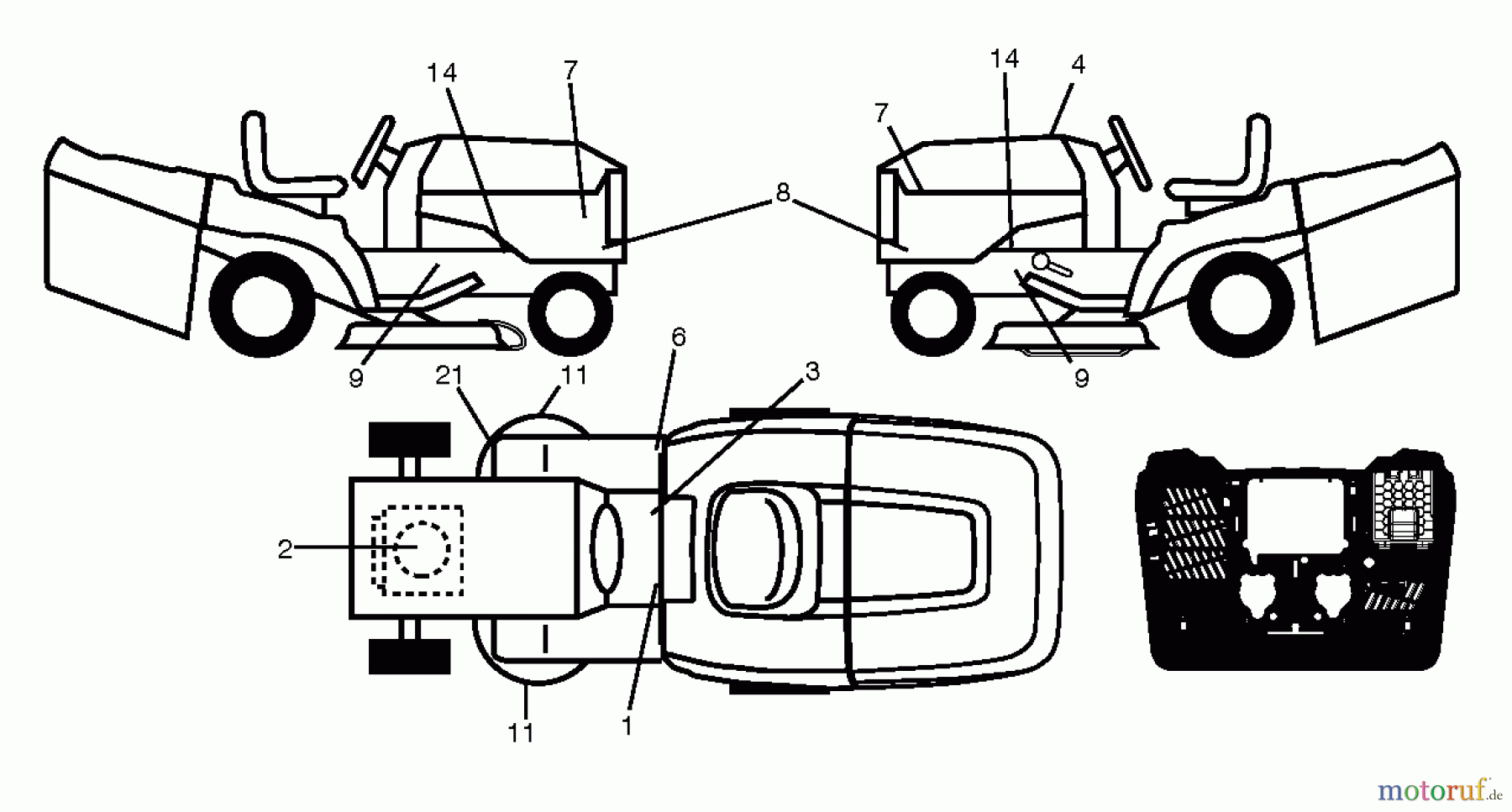 Husqvarna Rasen und Garten Traktoren CTH 174 (96051002800) - Husqvarna Lawn Tractor (2011-12 & After) DECALS