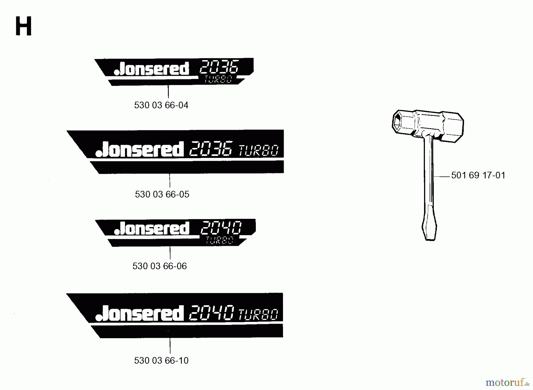  Jonsered Motorsägen 2036 - Jonsered Chainsaw (1993-11) DECALS