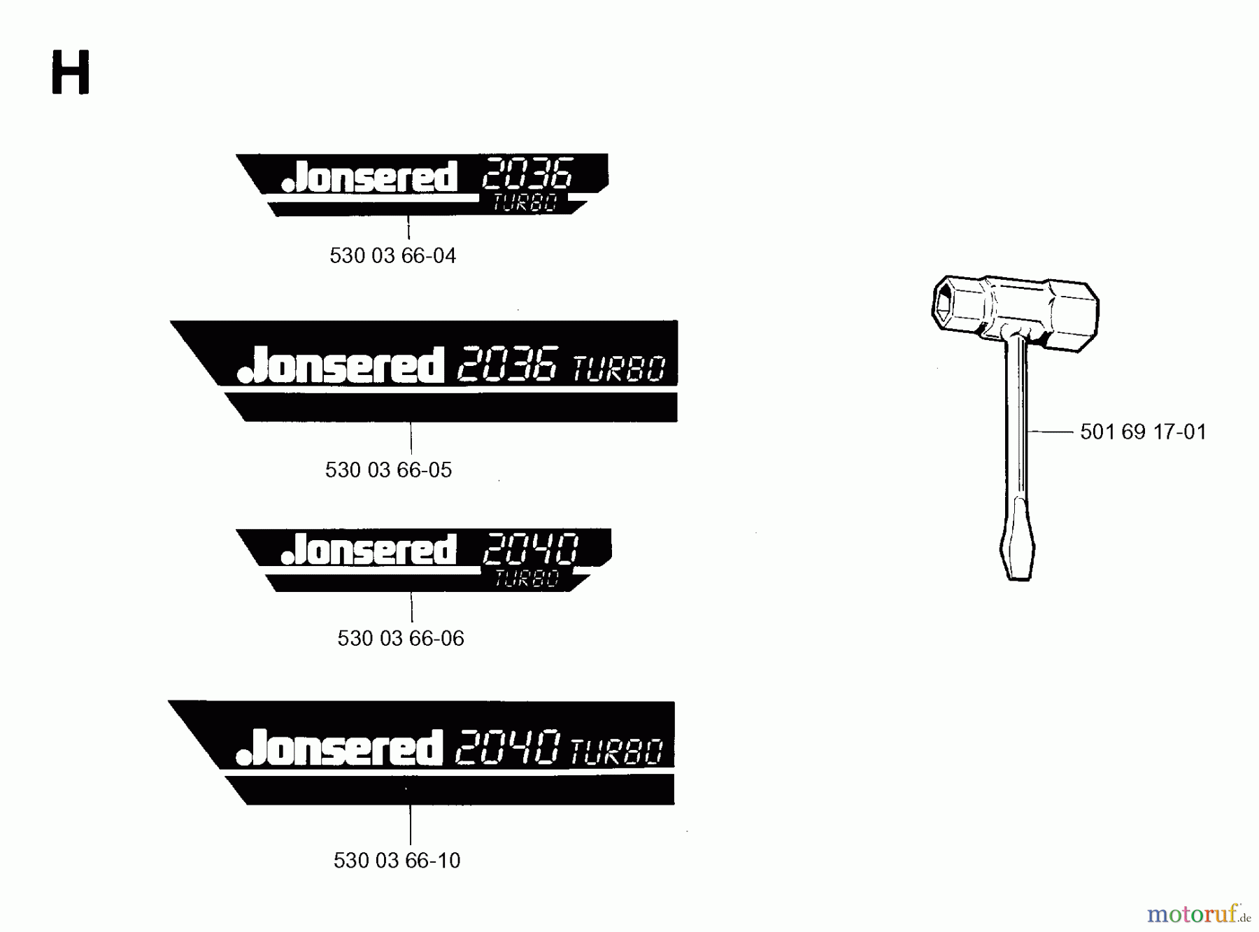  Jonsered Motorsägen 2036 - Jonsered Chainsaw (1995-11) DECALS