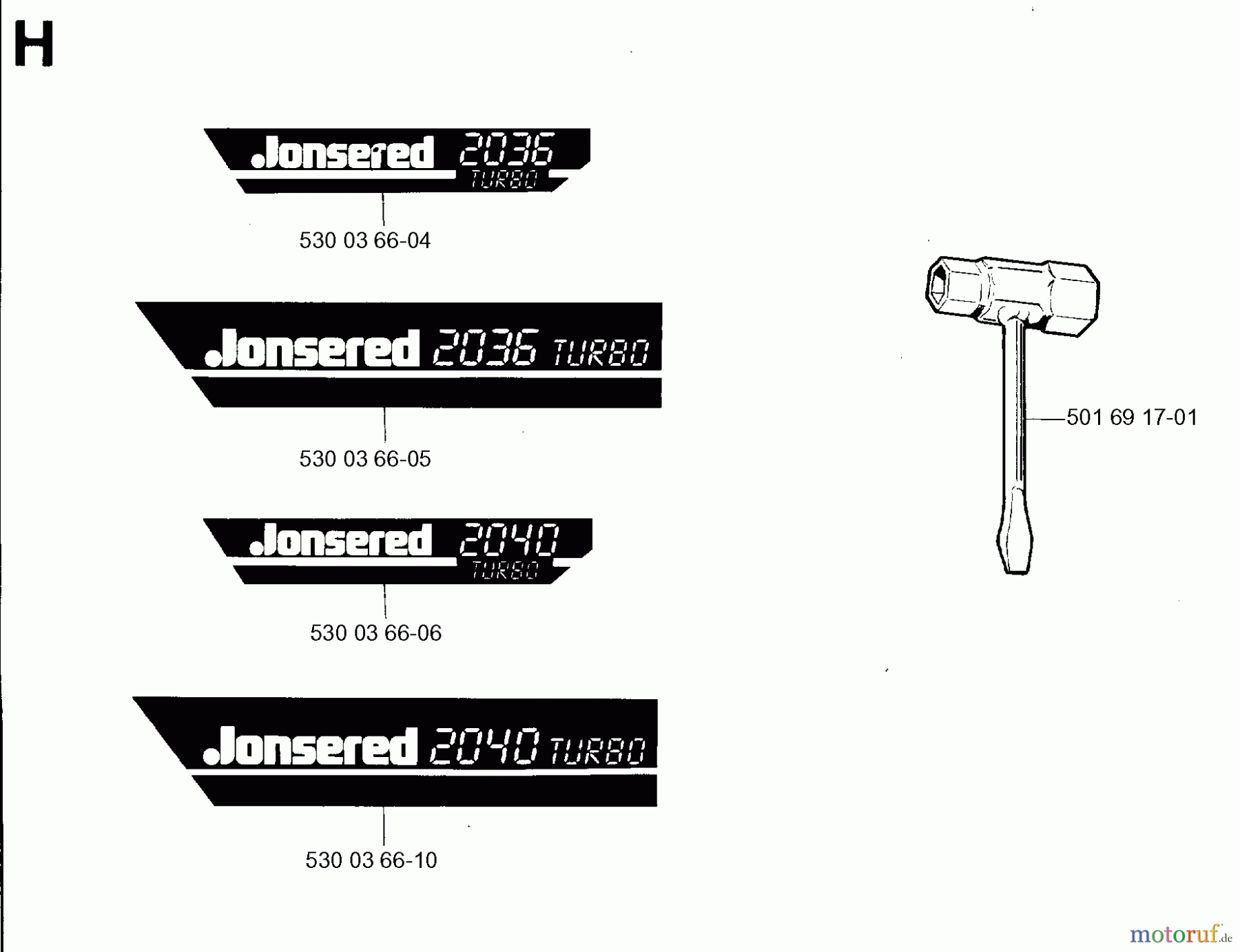  Jonsered Motorsägen 2036 - Jonsered Chainsaw (1996-10) DECALS