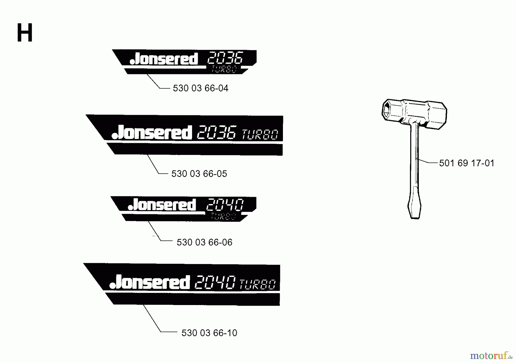  Jonsered Motorsägen 2040 - Jonsered Chainsaw (1998-10) DECALS