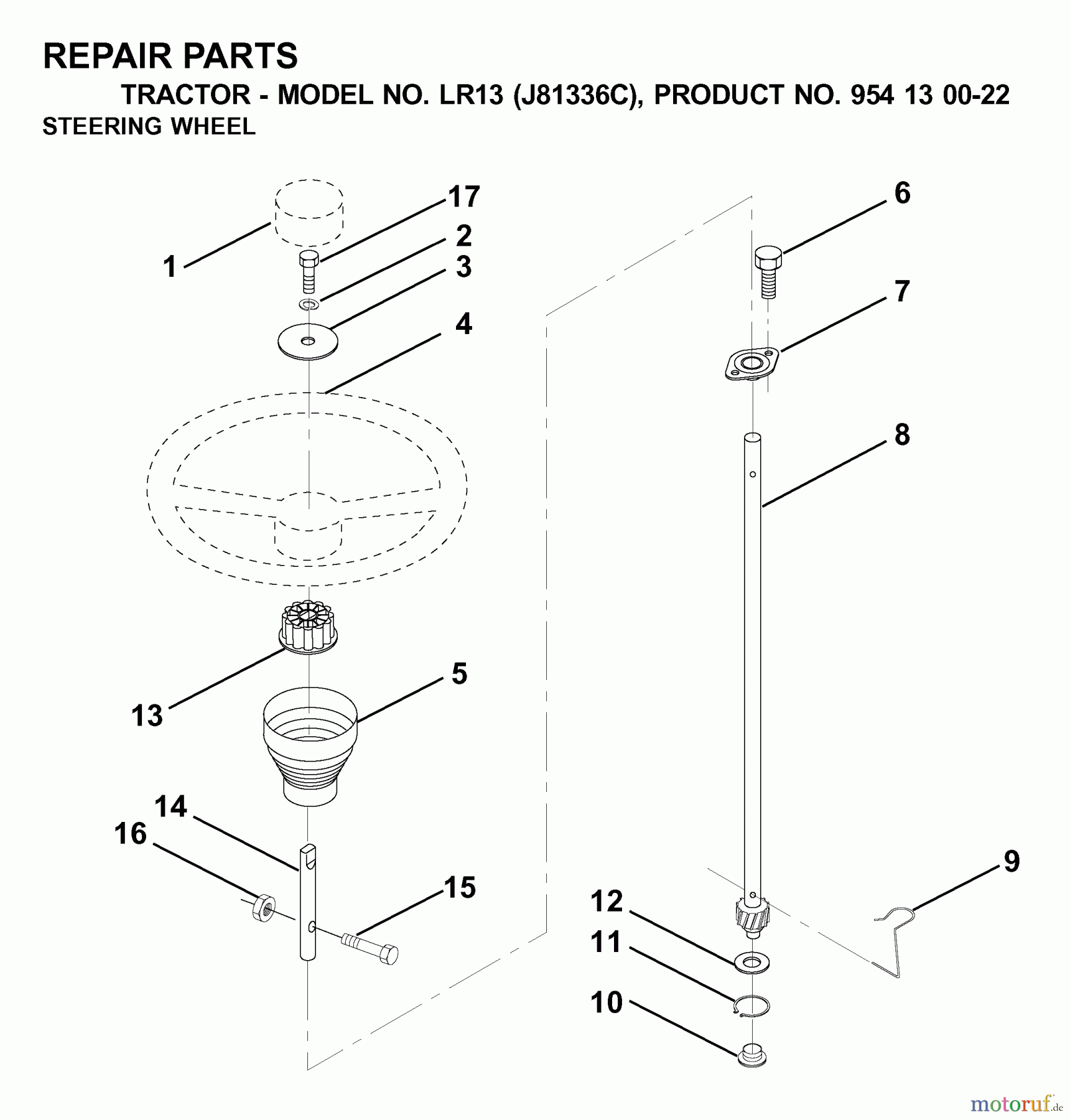 Jonsered Rasen  und Garten Traktoren LR13 (J81336C, 954130022) - Jonsered Lawn & Garden Tractor (2000-03) STEERING