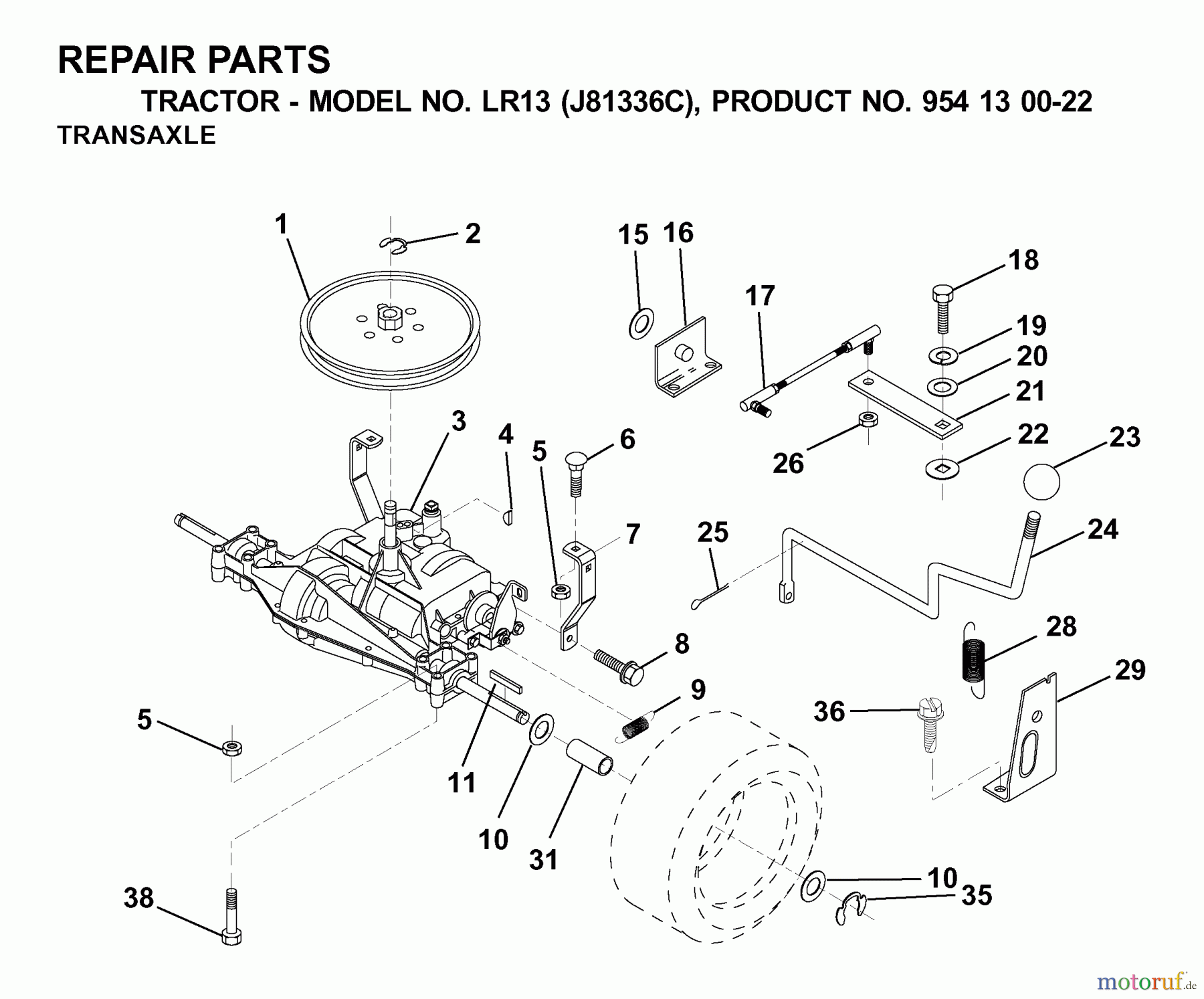 Jonsered Rasen  und Garten Traktoren LR13 (J81336C, 954130022) - Jonsered Lawn & Garden Tractor (2000-03) TRANSMISSION