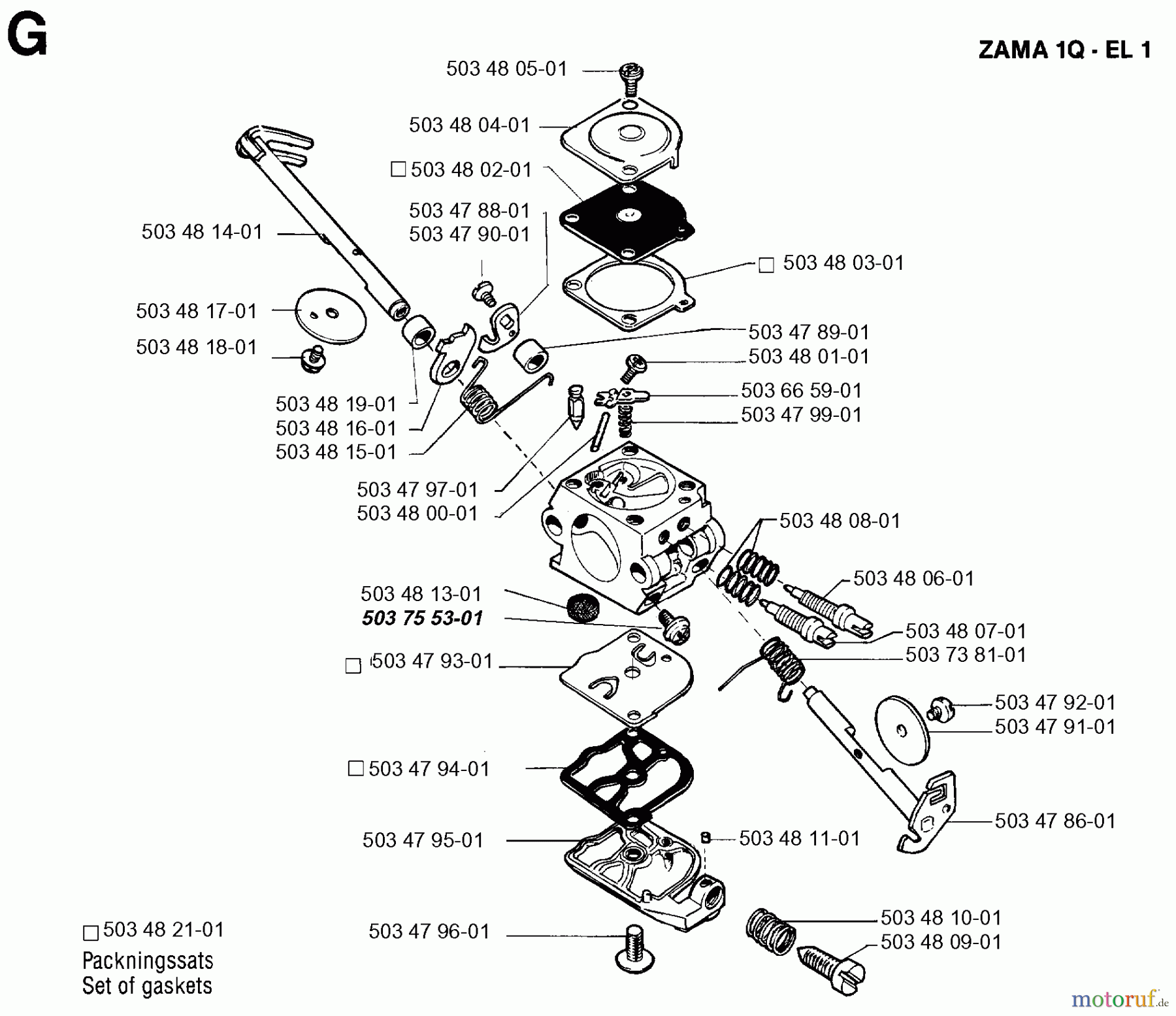  Jonsered Motorsägen 2045 - Jonsered Chainsaw (1994-12) CARBURETOR DETAILS