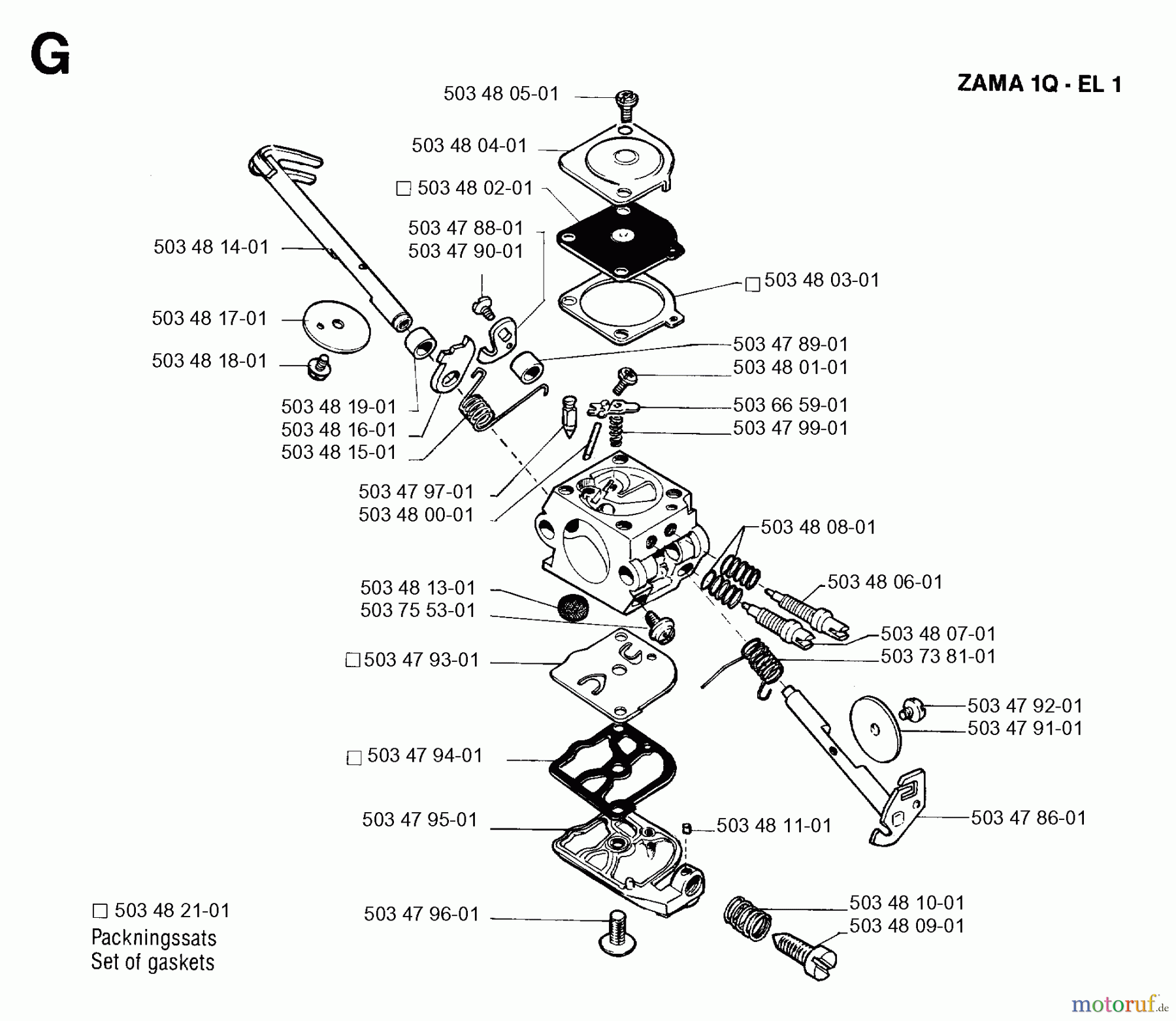  Jonsered Motorsägen 2050 - Jonsered Chainsaw (1996-05) CARBURETOR DETAILS